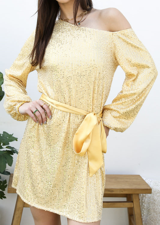 Vestido de fiesta con lentejuelas y purpurina para club