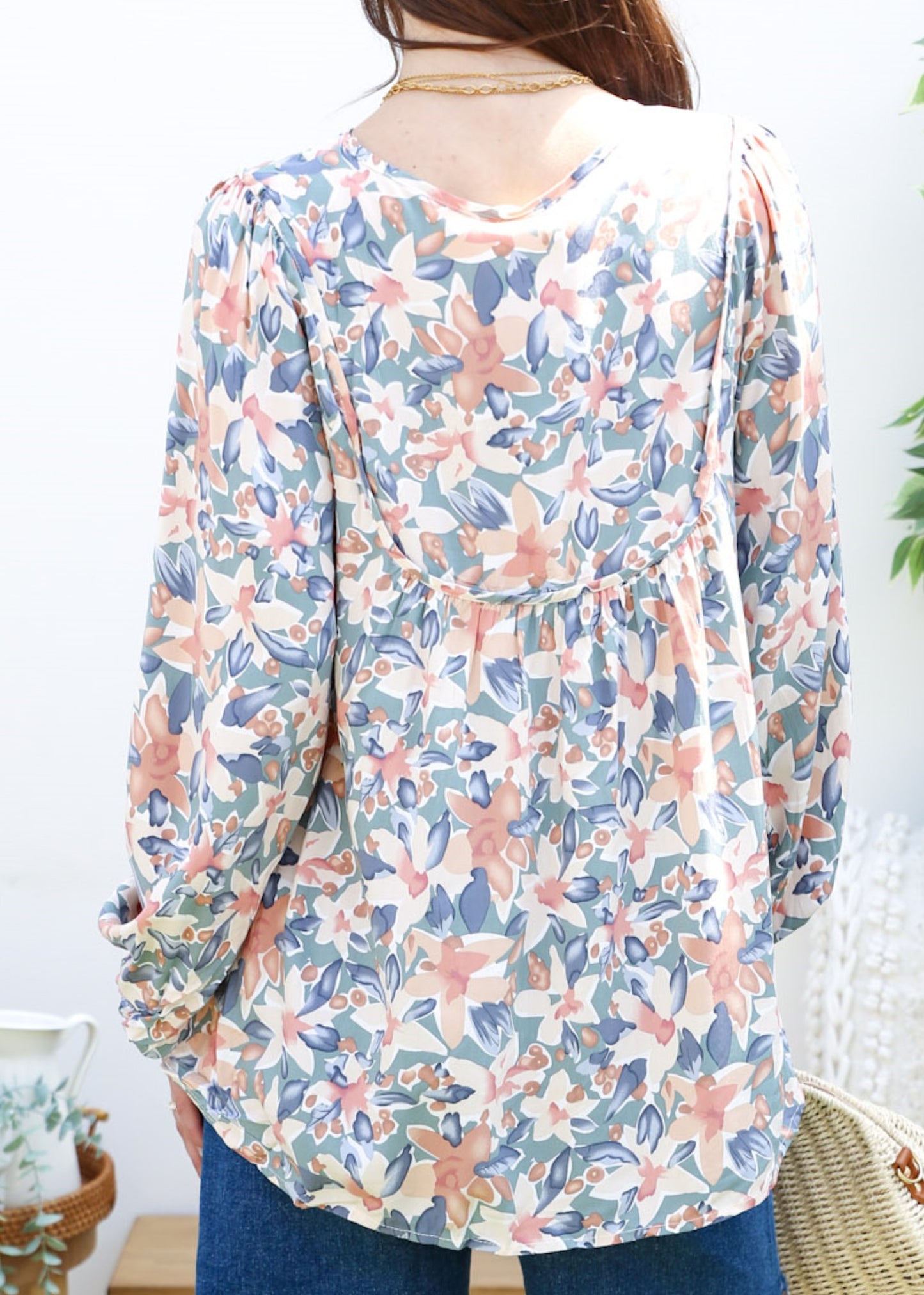 Anna-Kaci Women Summer Boho Ruffle Shirt Drawstring Long Sleeve Flowy Blouse