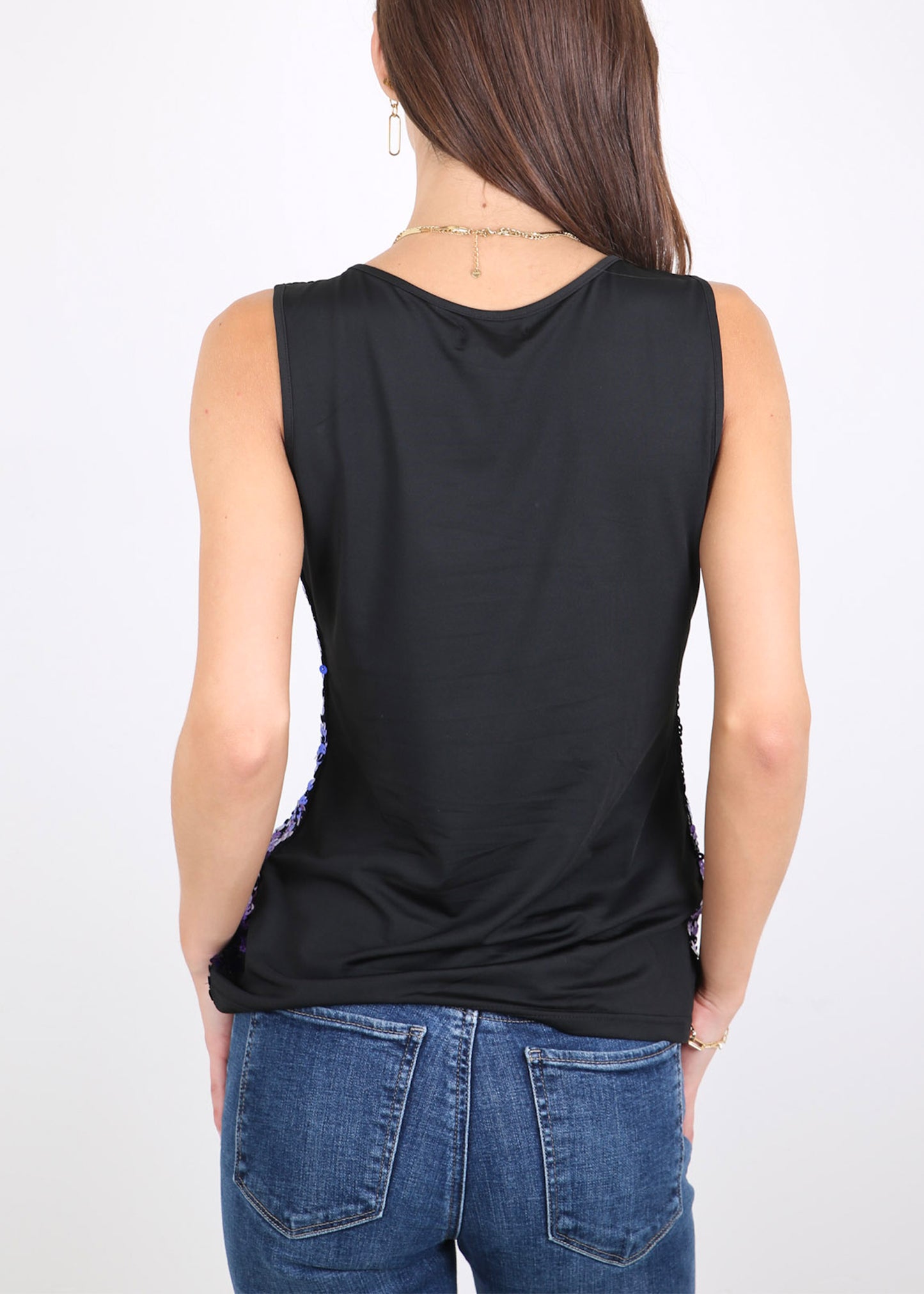 Blusa sin mangas con destellos y brillo