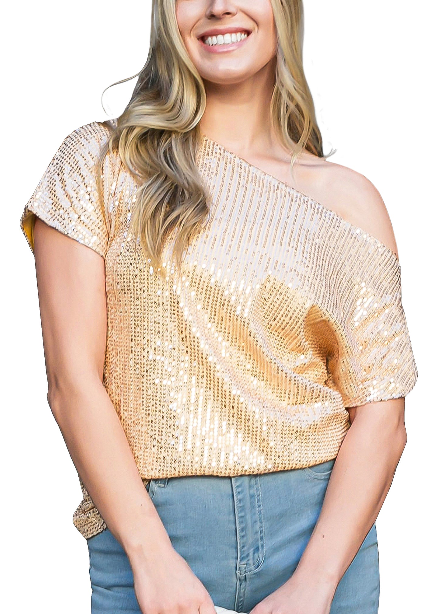 One Shoulder Sequin Top