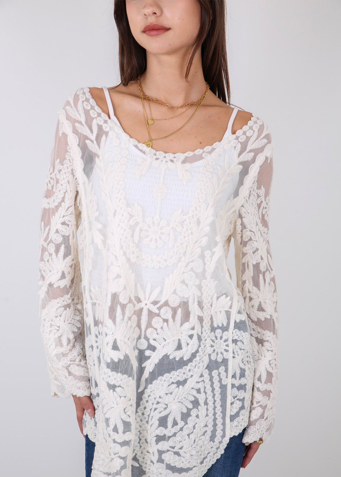 Contrast Embroidered Lace V Neck Bikini Cover Up Beach Mini Dress with Half Sleeve