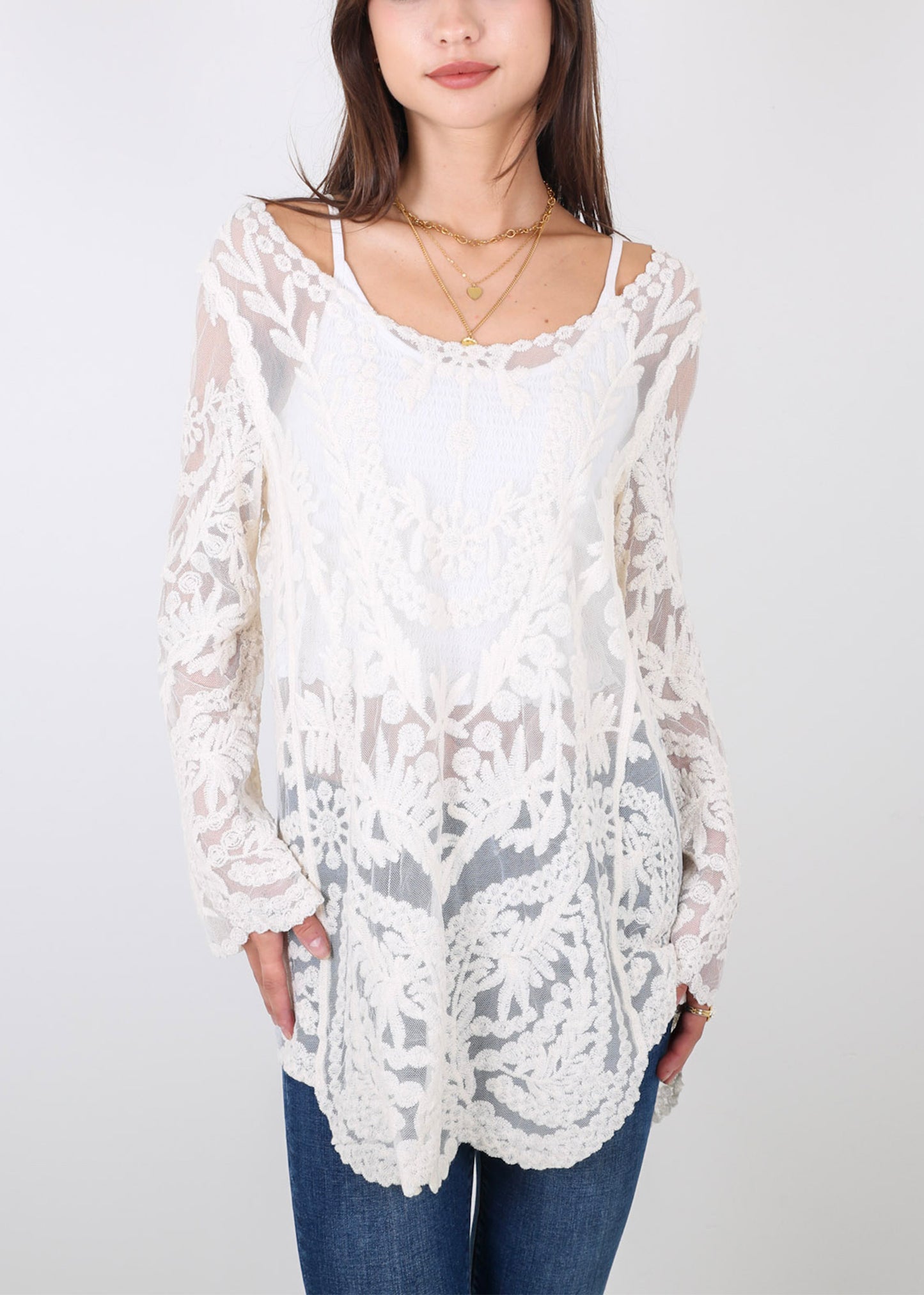 Contrast Embroidered Lace V Neck Bikini Cover Up Beach Mini Dress with Half Sleeve