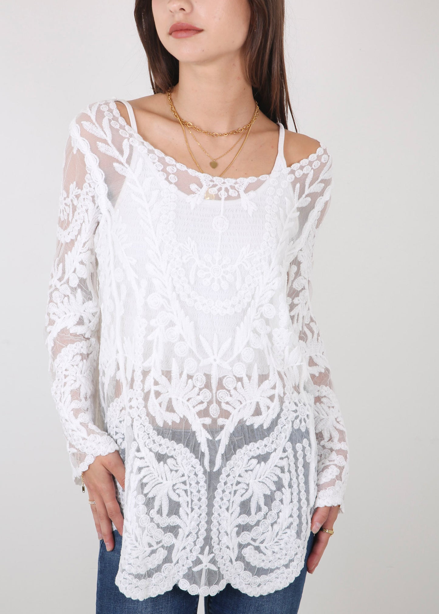 Contrast Embroidered Lace V Neck Bikini Cover Up Beach Mini Dress with Half Sleeve