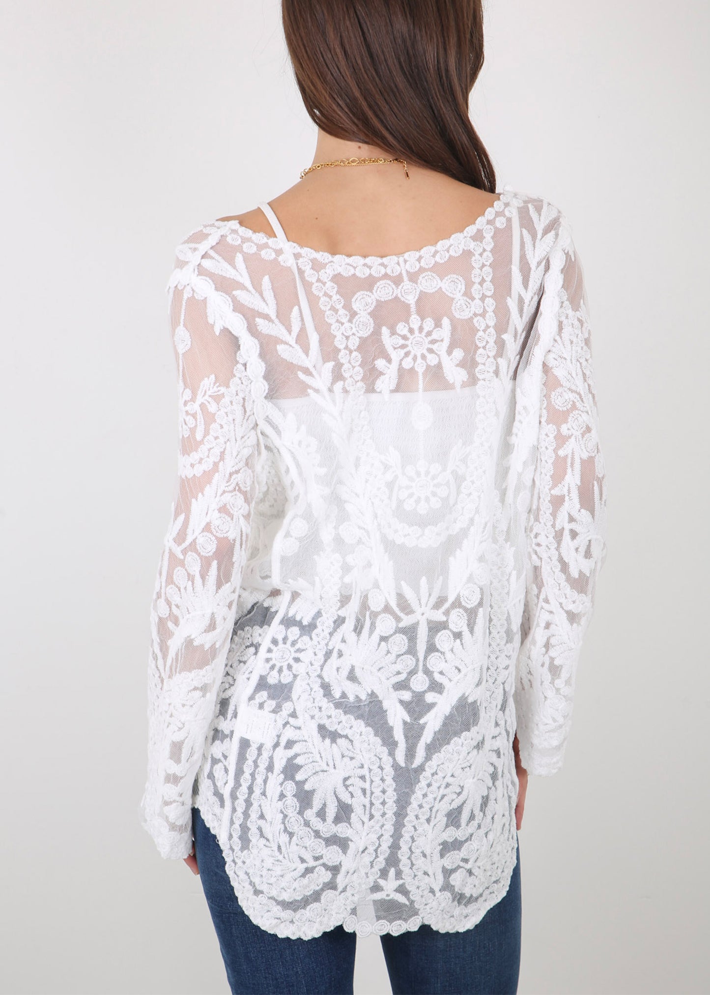 Contrast Embroidered Lace V Neck Bikini Cover Up Beach Mini Dress with Half Sleeve