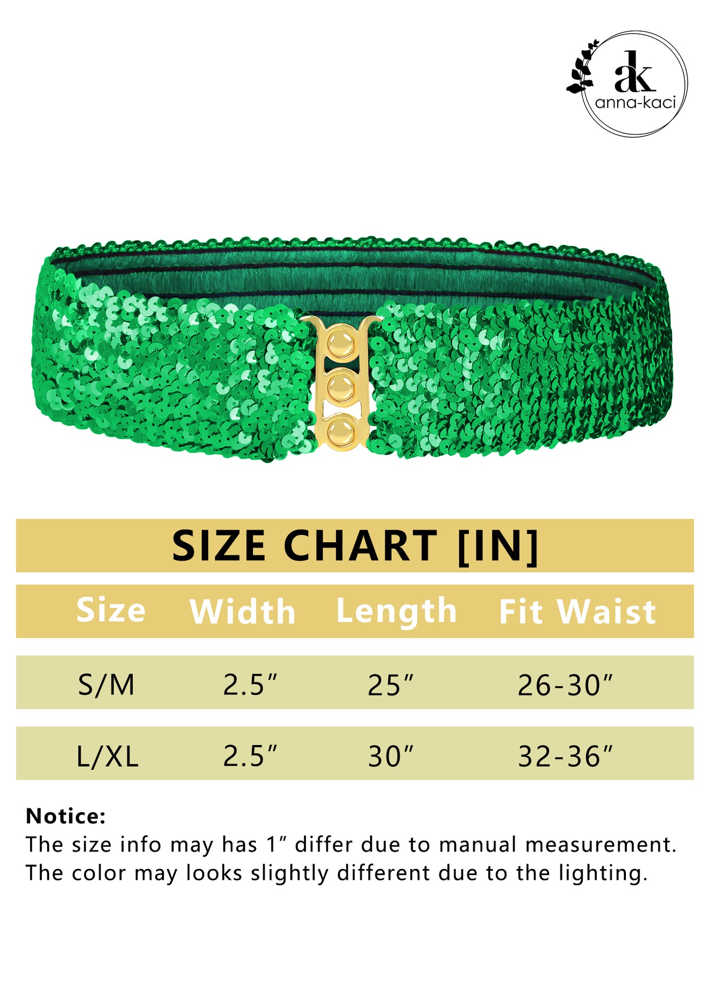 Anna-Kaci Women Glitter Sequin Belts Stretchy Sparkly Cinch Belt Disco Party Costume Elastic Waist Accessory