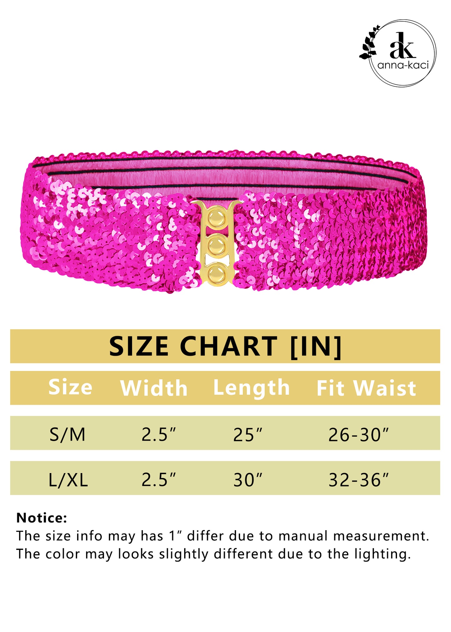 Anna-Kaci Women Glitter Sequin Belts Stretchy Sparkly Cinch Belt Disco Party Costume Elastic Waist Accessory