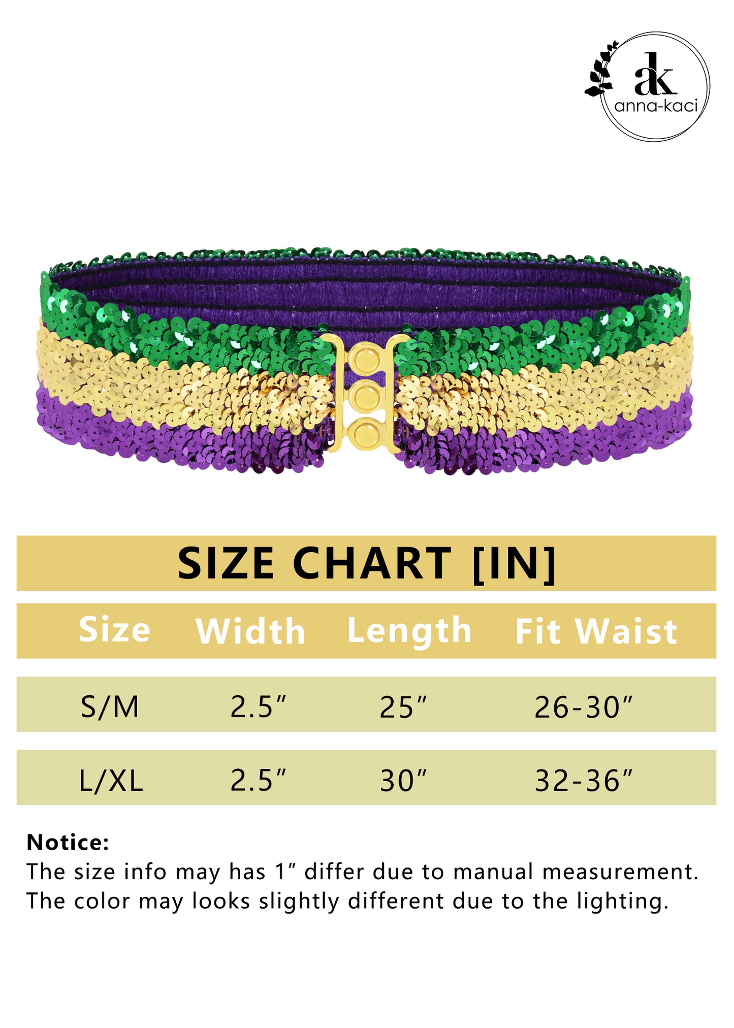 Anna-Kaci Women Glitter Sequin Belts Stretchy Sparkly Cinch Belt Disco Party Costume Elastic Waist Accessory