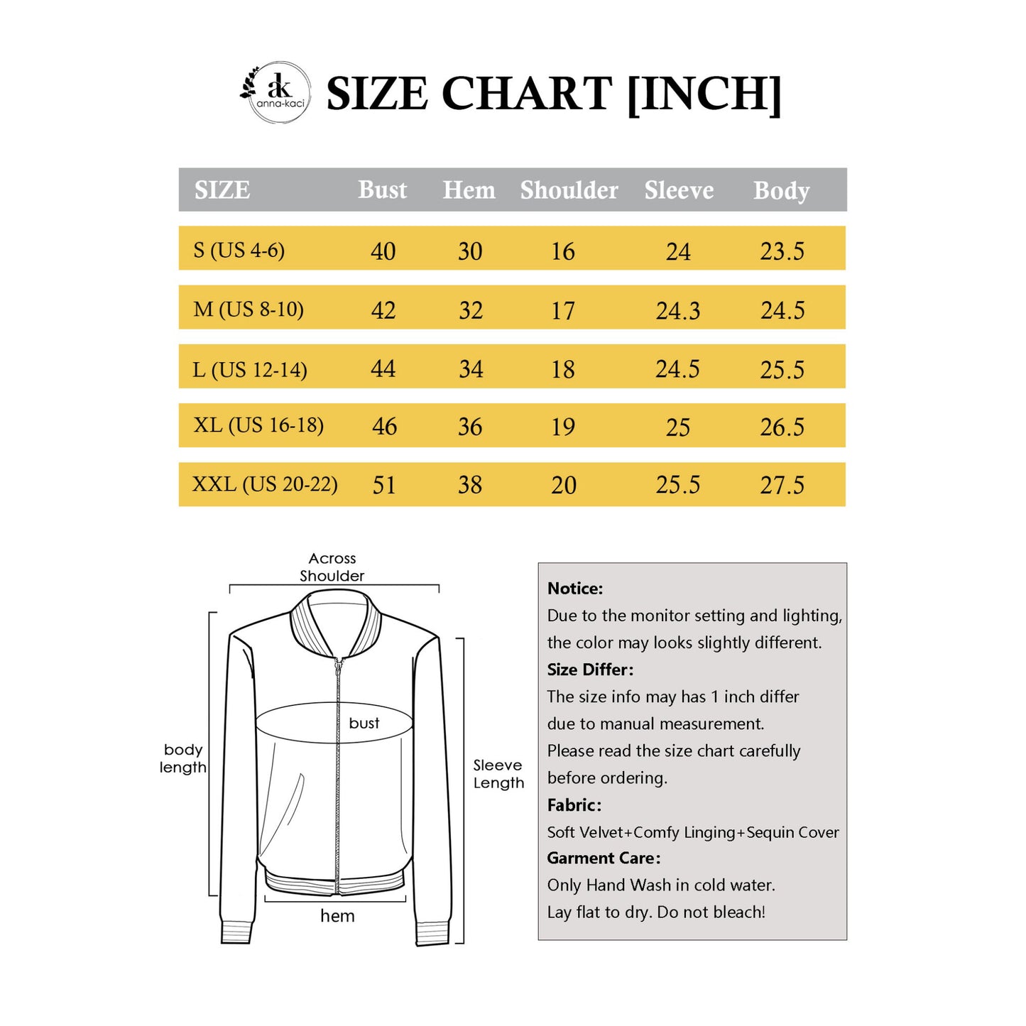 Anna-Kaci Sparkly Sequin Jacket Glitter Long Sleeves Zip Up Bomber Velvet Jacket