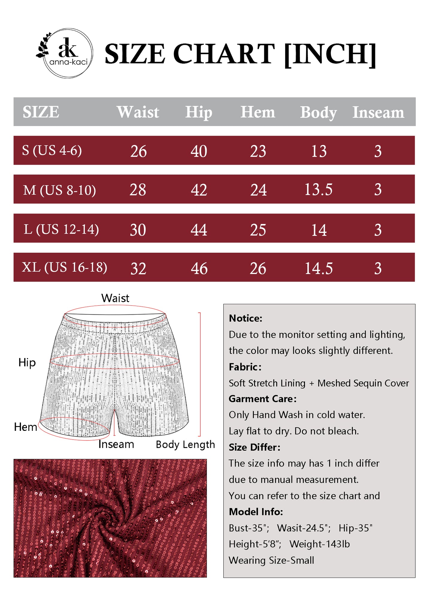 Anna-Kaci Women's Sparkly Sequin Shorts Elastic Waist Summer Straight Leg Glitter Party Shorts