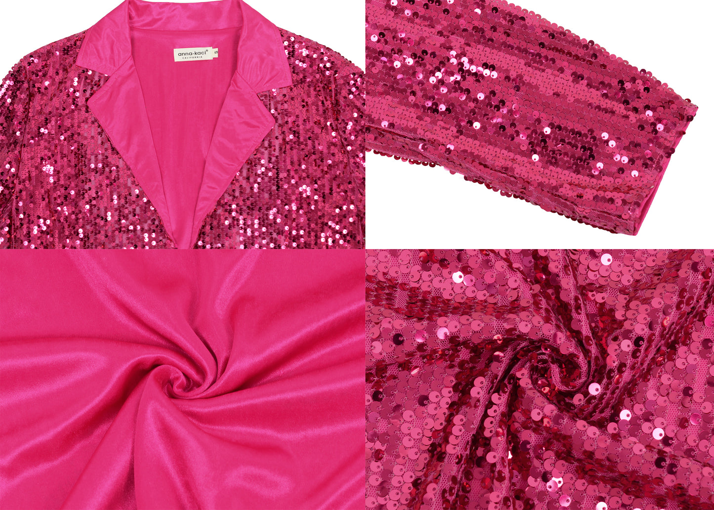 Anna-Kaci Women's Sparkly Crop Sequin Blazer Jacket Long Sleeve Party Club Cardigan Out