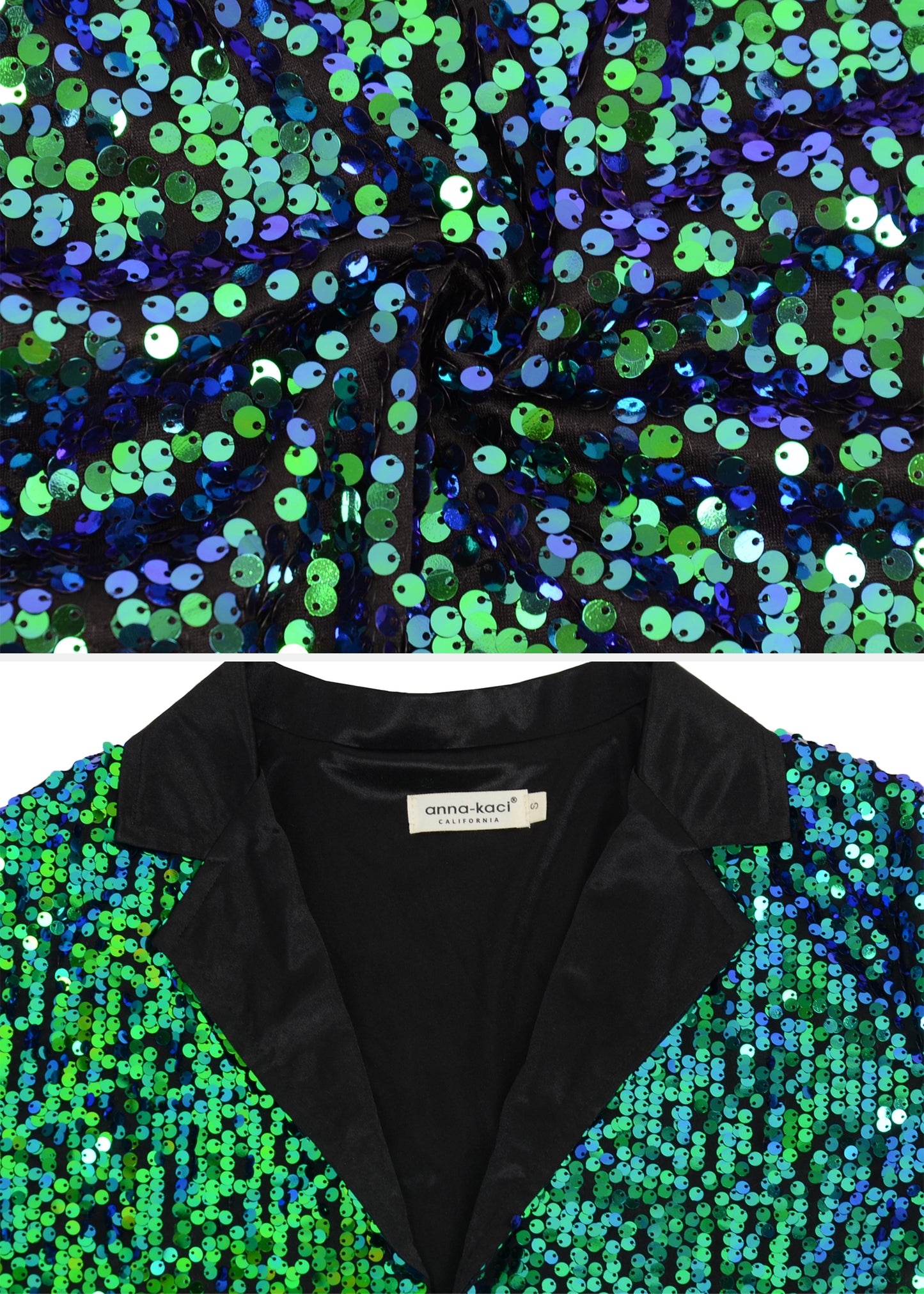 Anna-Kaci Women's Sparkly Crop Sequin Blazer Jacket Long Sleeve Party Club Cardigan Out