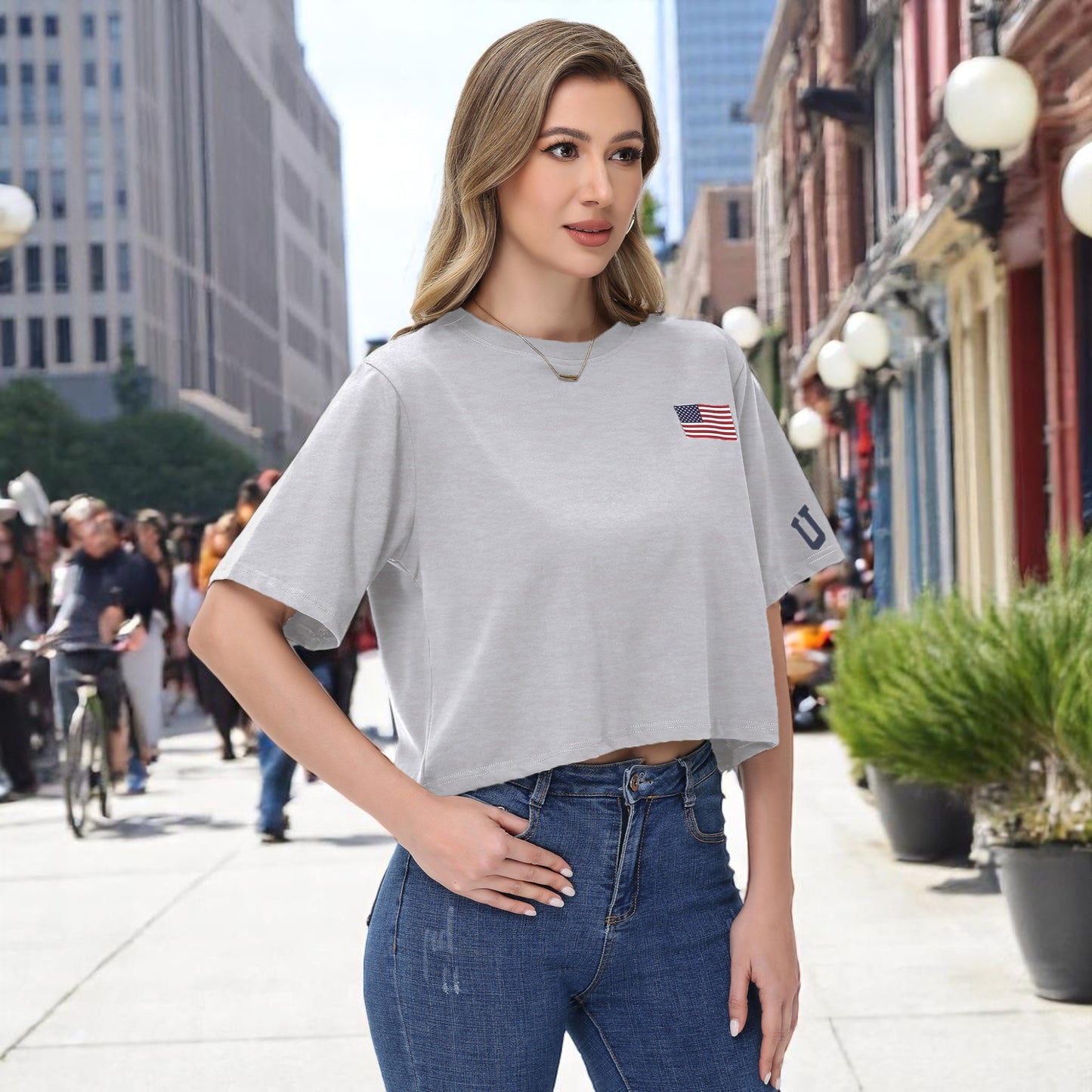 Anna-Kaci Women's American Flag Crop Top July 4th Summer USA Patriotic T-Shirt
