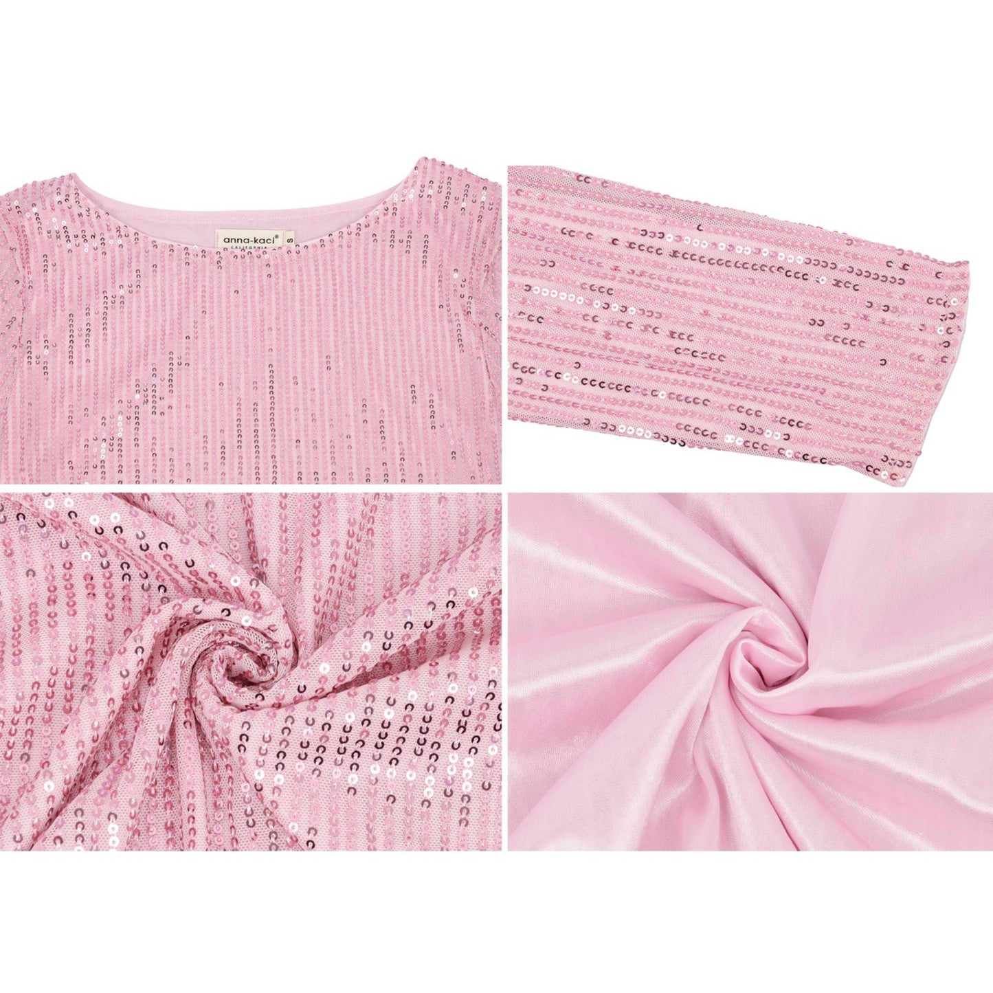 Anna-Kaci Women's Long Sleeve Sequin Top with Crew Neck and Fitted Silhouette