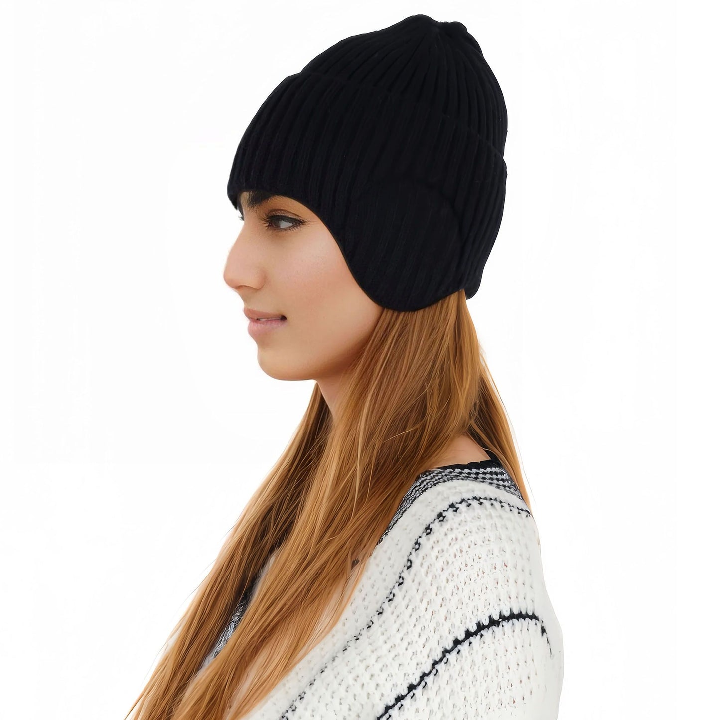 Alilang Warm Winter Knitted Beanie Hat with Earflap Daily Headwear Ski Mask for Men Women