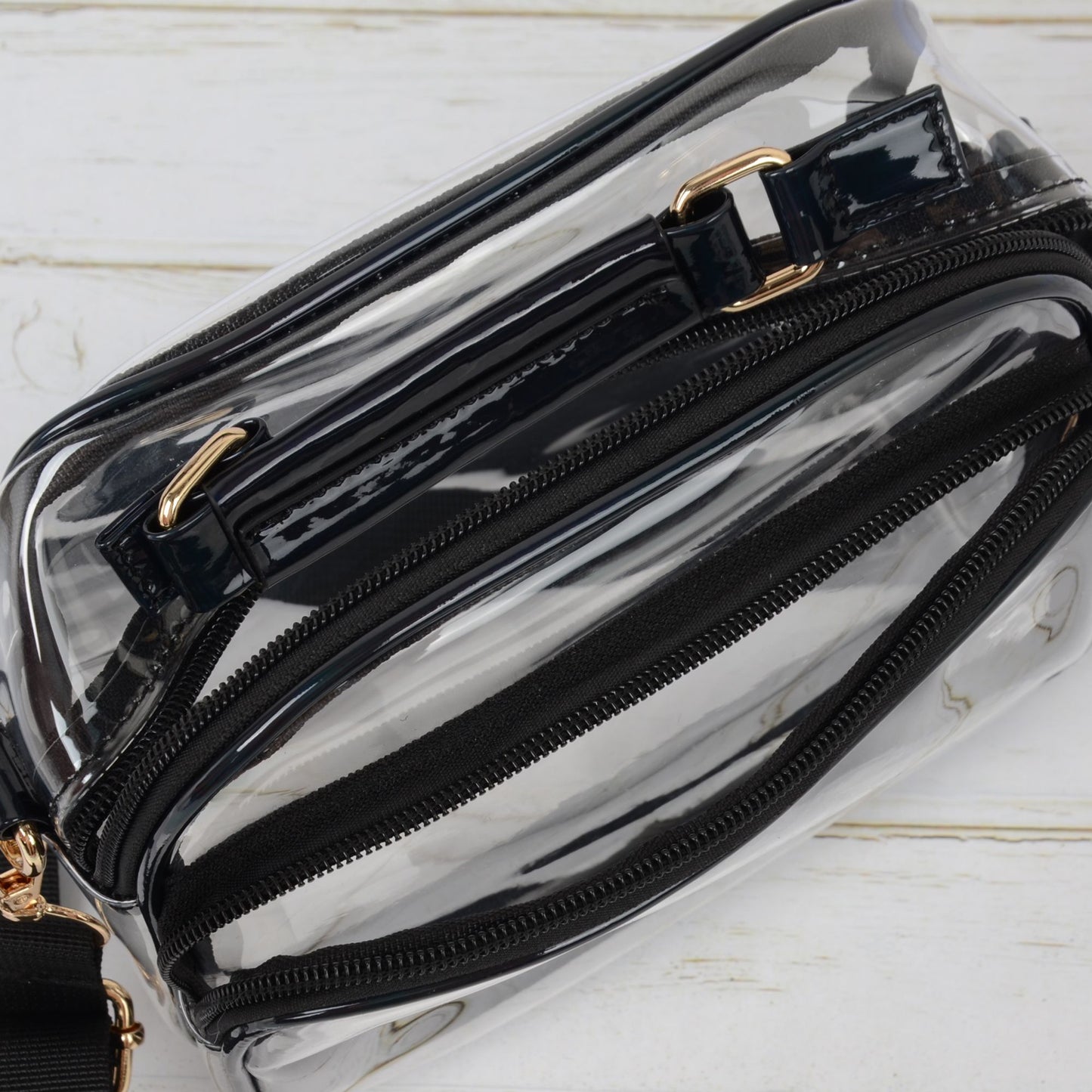 Anna-Kaci Trendy Clear Transparent Women's Shoulder Bag with Iridescent Trim