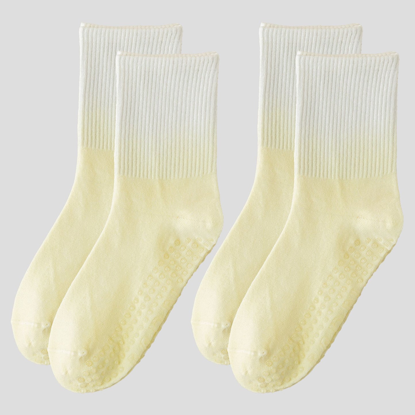 Anna-Kaci Women's Gradient Color Athletic Crew Socks Non Slip Silicone Cushioned Sole for Yoga Jogging 2 Pairs