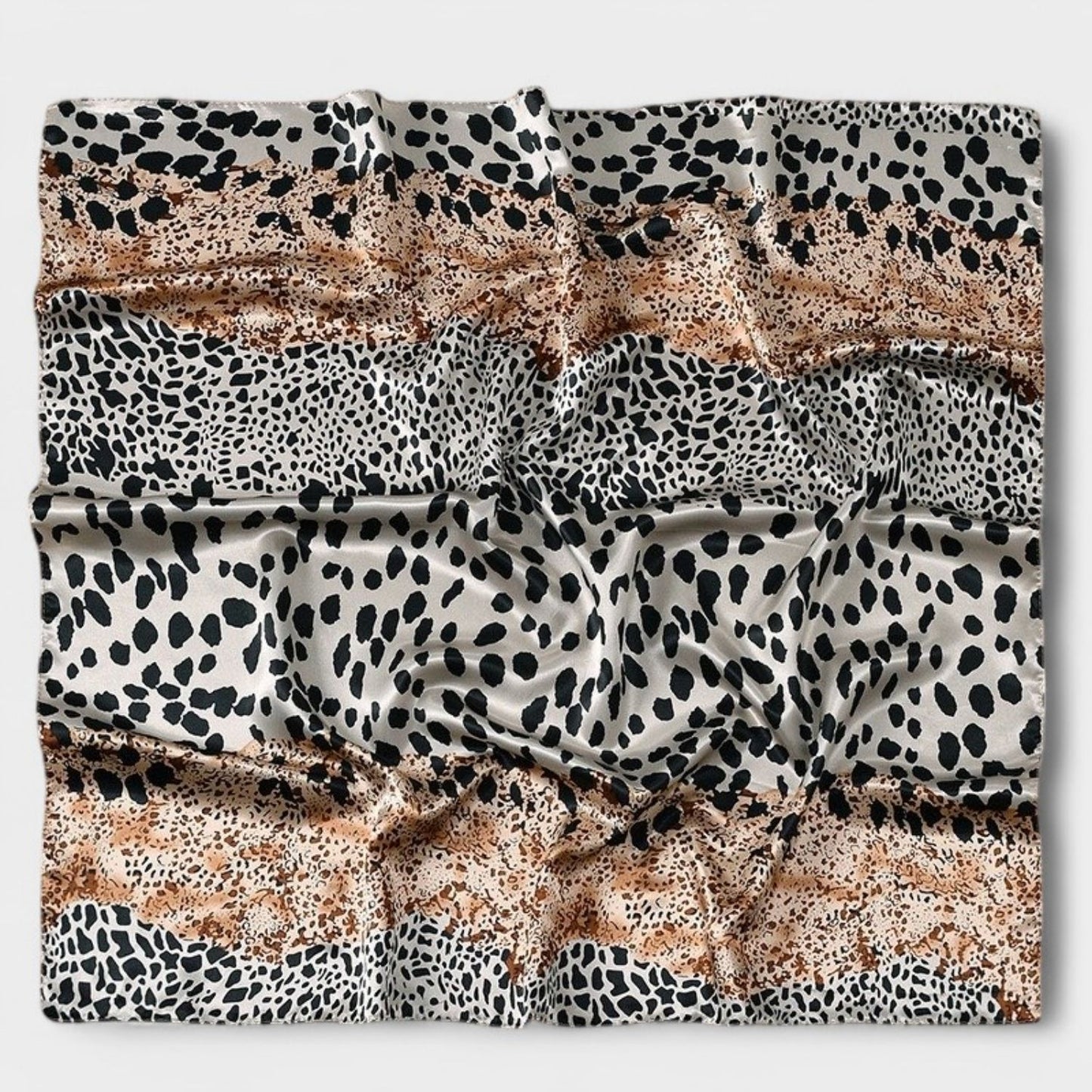 Anna-Kaci Women's Square Satin Scarf with Mixed Animal Print Pattern and Lightweight Silky Texture