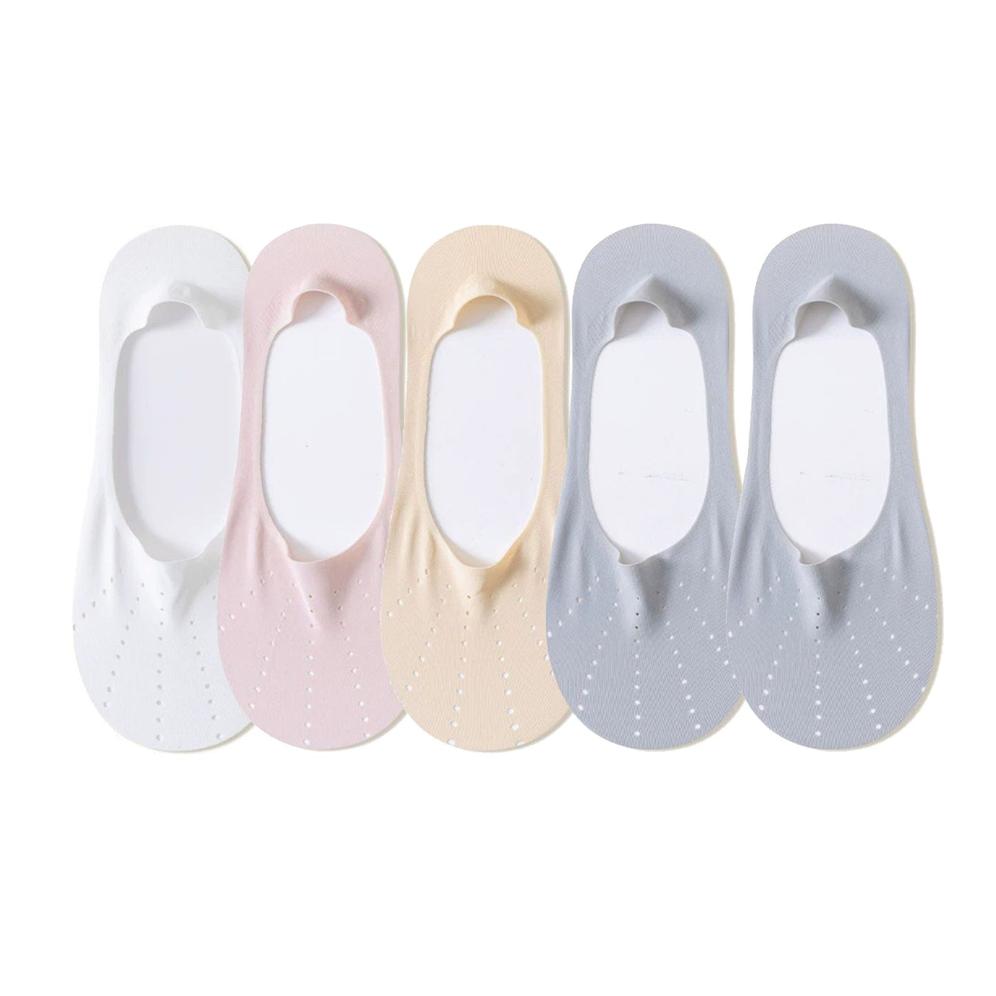Anna-Kaci 5 Pairs Women Low Cut No Show Socks Breathable Stretch Knit Liner Design Anti-Slip Heel Grip for Flats and Loafers