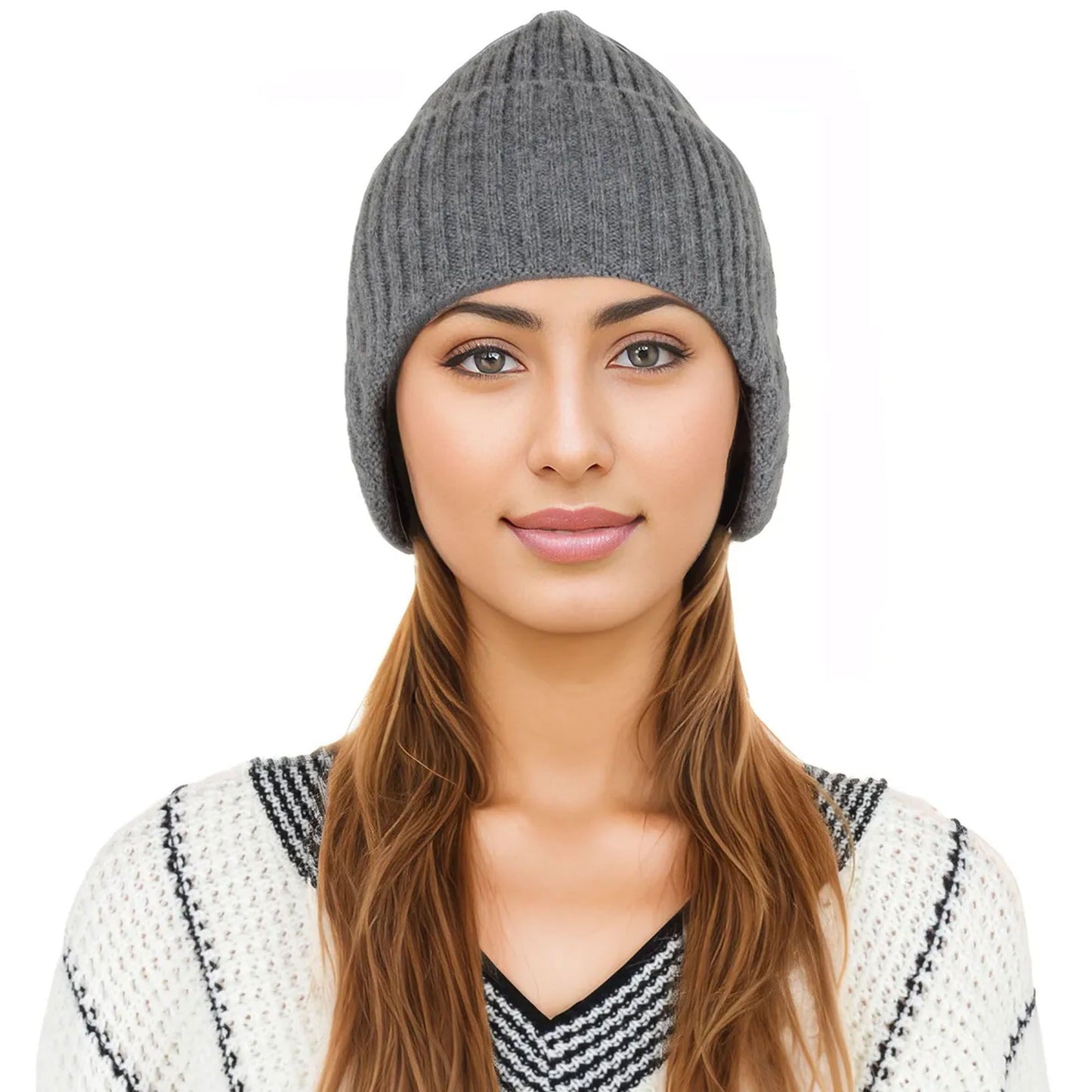 Alilang Warm Winter Knitted Beanie Hat with Earflap Daily Headwear Ski Mask for Men Women
