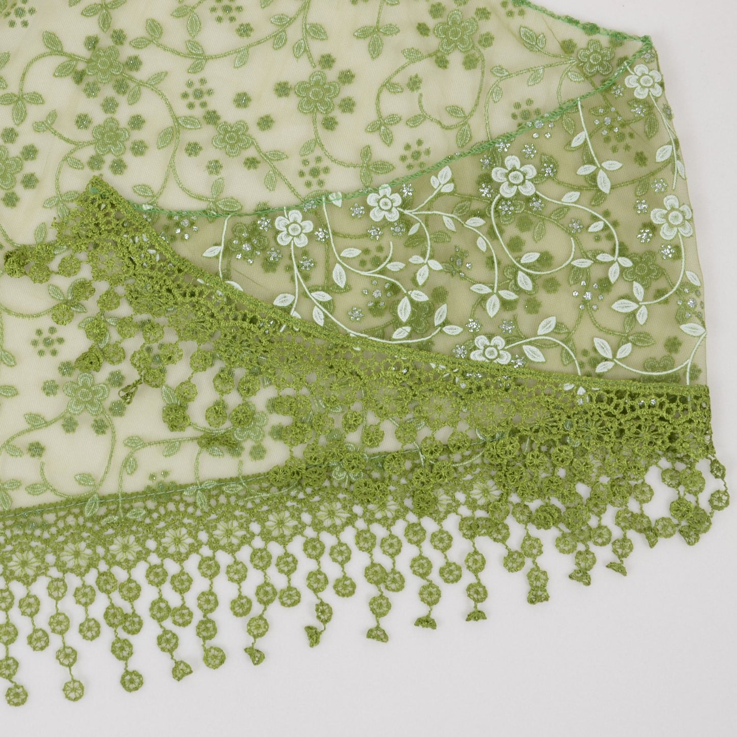 Anna-Kaci Lightweight Lace Floral Head Scarf Fringe Triangular Shawl Scarf Wrap Bandana for Women