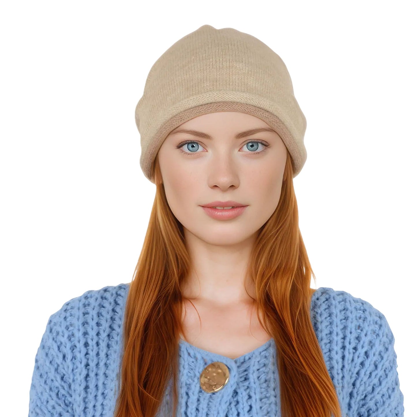 Alilang Comfy Warm Winter Knit Slouchy Beanie Hat Double Color Roll Up Edge Ski Cap for Women Men