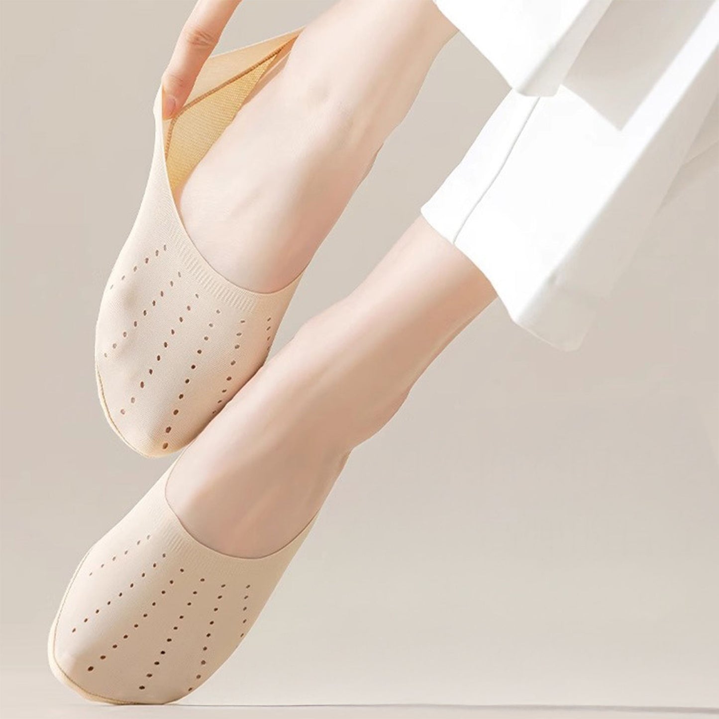 Anna-Kaci 5 Pairs Women Low Cut No Show Socks Breathable Stretch Knit Liner Design Anti-Slip Heel Grip for Flats and Loafers