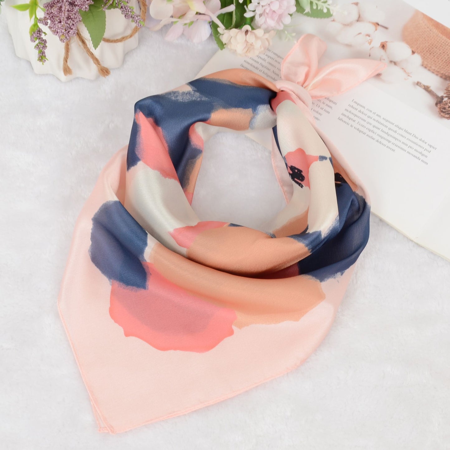 Anna-Kaci Silk Feeling Hair Scarf Small Square Satin Head Scarf Neckerchief Women 23 Inches