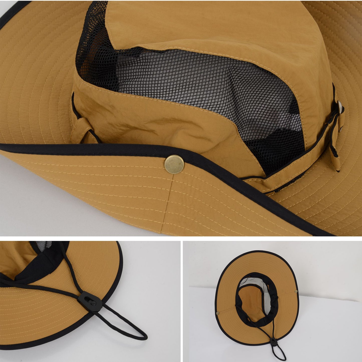 Anna-Kaci Wide Brim Outdoor Hat with Mesh Ventilation Snap-Up Sides and Chin Strap for Hiking, Beach, Travel, and Sun Protection