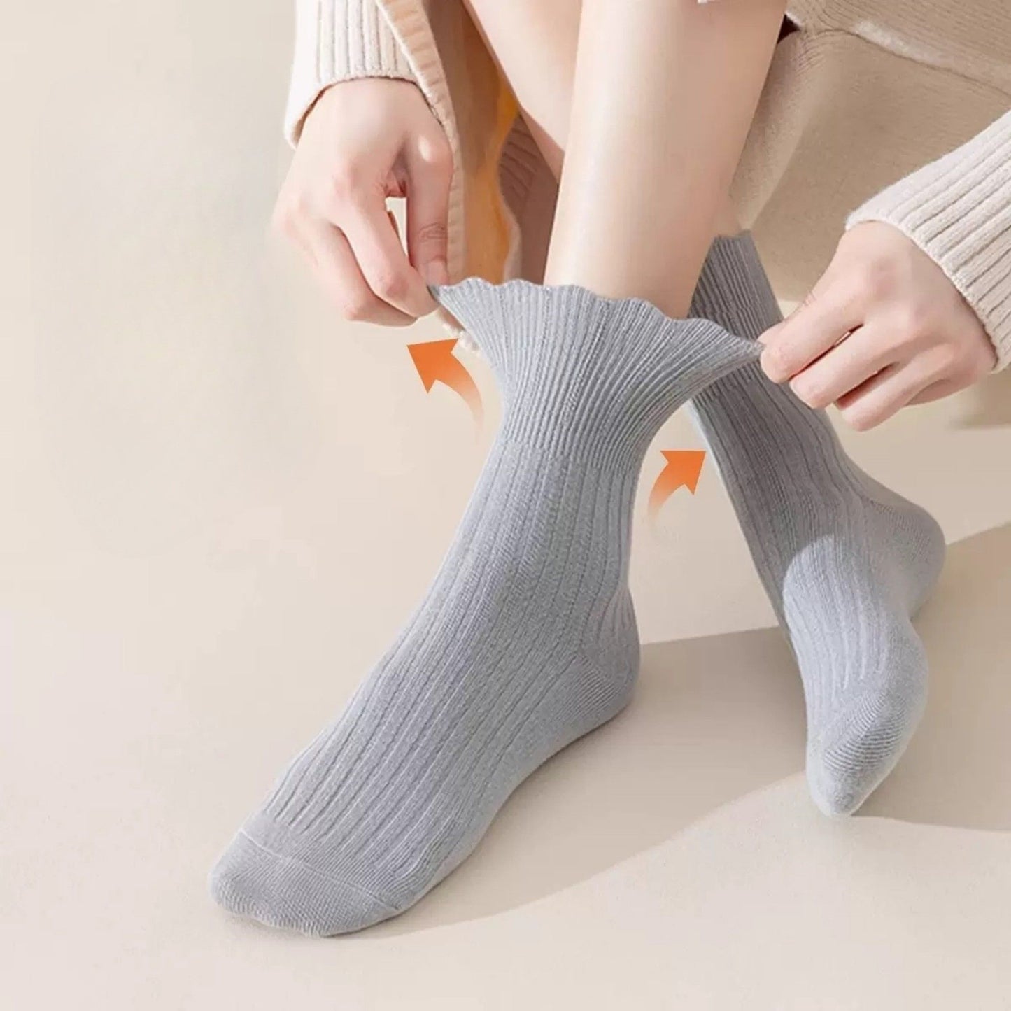 Anna-Kaci Women's Ribbed Crew Socks with Elasticized Top Cuff for Swollen Feet Non-Binding Comfortable Fit 3-Pack