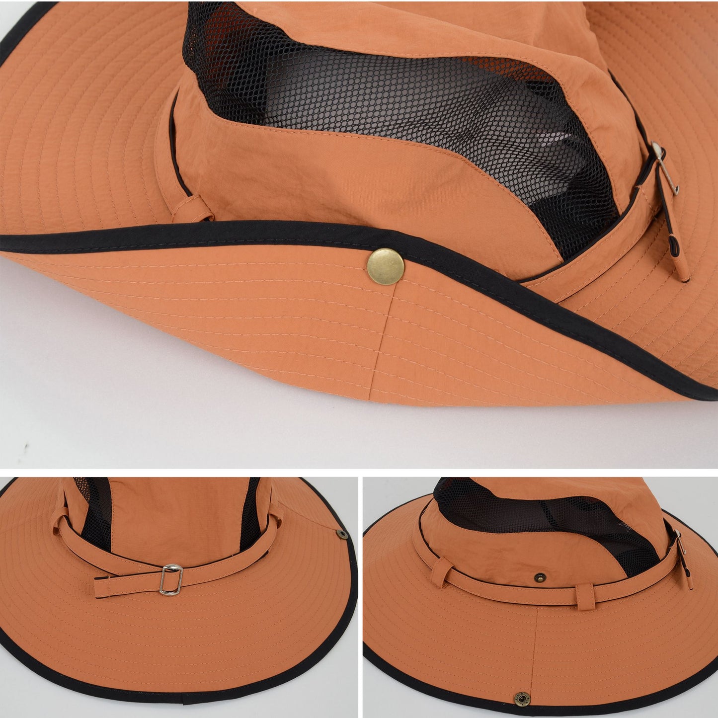 Anna-Kaci Wide Brim Outdoor Hat with Mesh Ventilation Snap-Up Sides and Chin Strap for Hiking, Beach, Travel, and Sun Protection