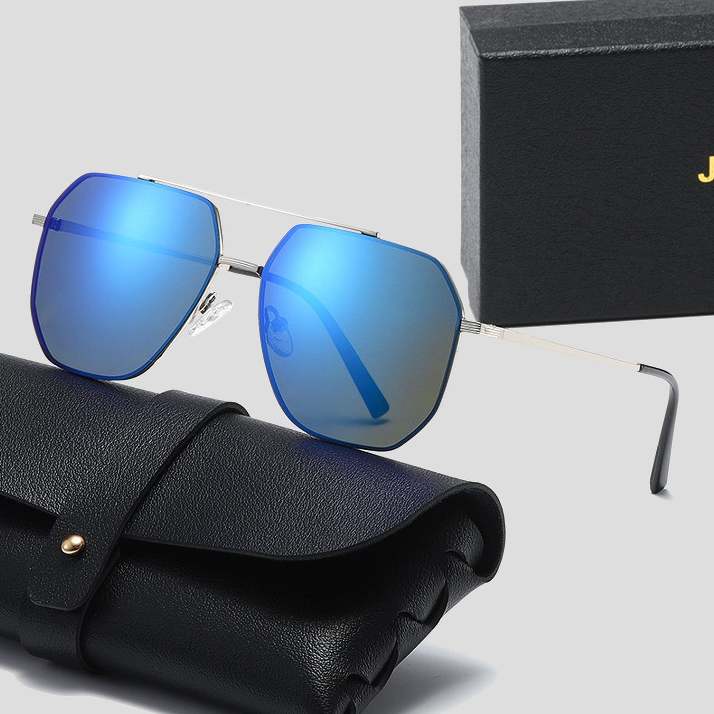 Anna-Kaci Women's Rimmed Hexagonal Polarized Aviator Sunglasses UV400 Protection
