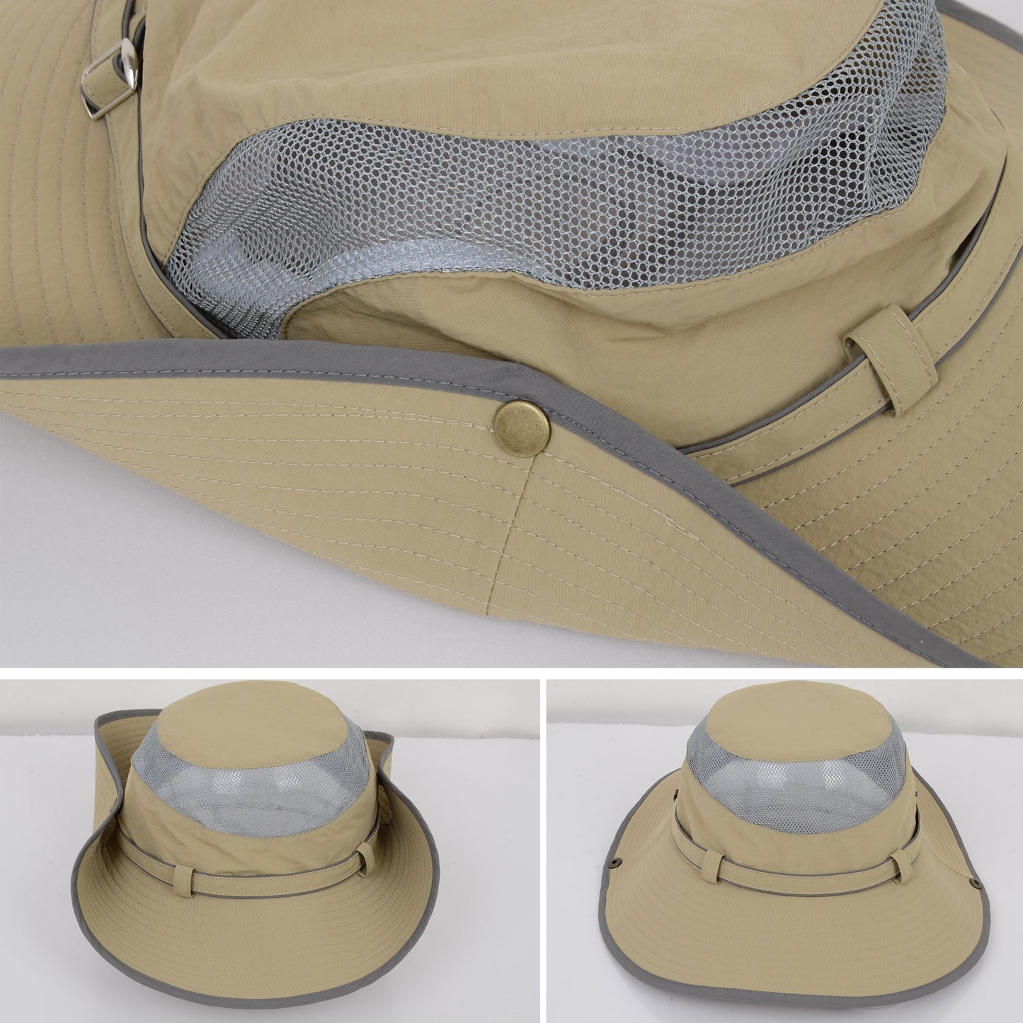 Anna-Kaci Wide Brim Outdoor Hat with Mesh Ventilation Snap-Up Sides and Chin Strap for Hiking, Beach, Travel, and Sun Protection