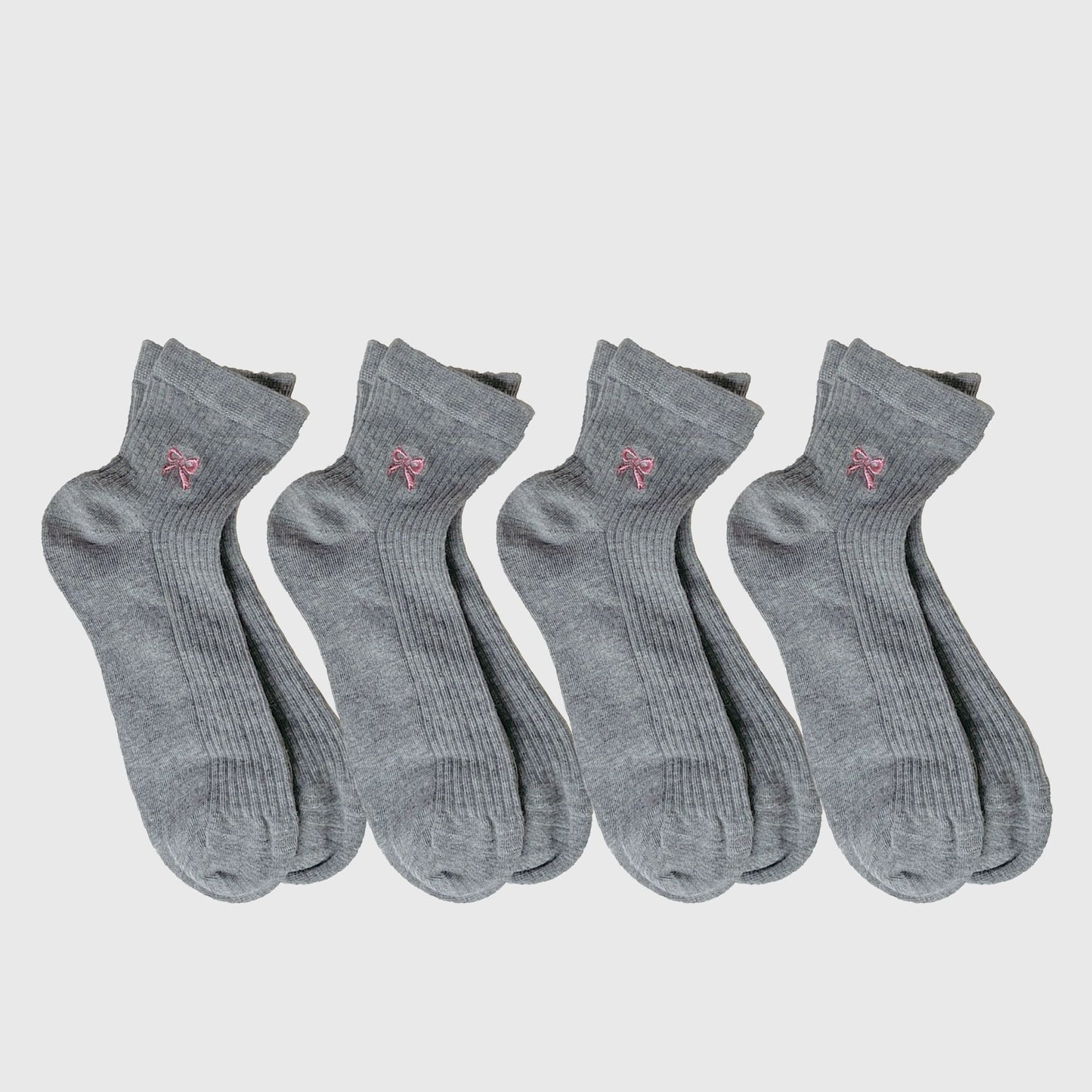 Anna-Kaci Women's Summer Ribbed Ankle Socks with Bow Embroidery