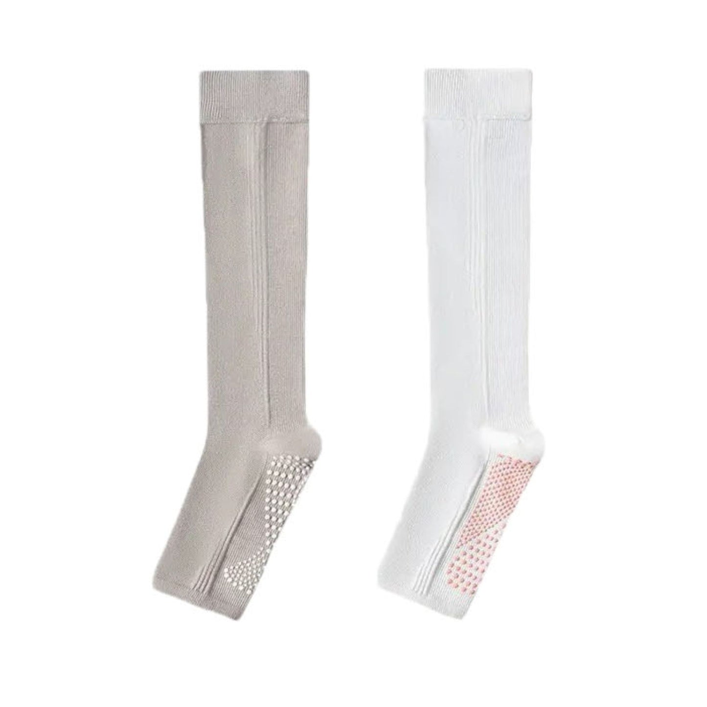 Anna-Kaci Women's Knee High Grip Socks with Anti-Slip Sole for Barre, Yoga, Dance, and Pilates 2-Pack