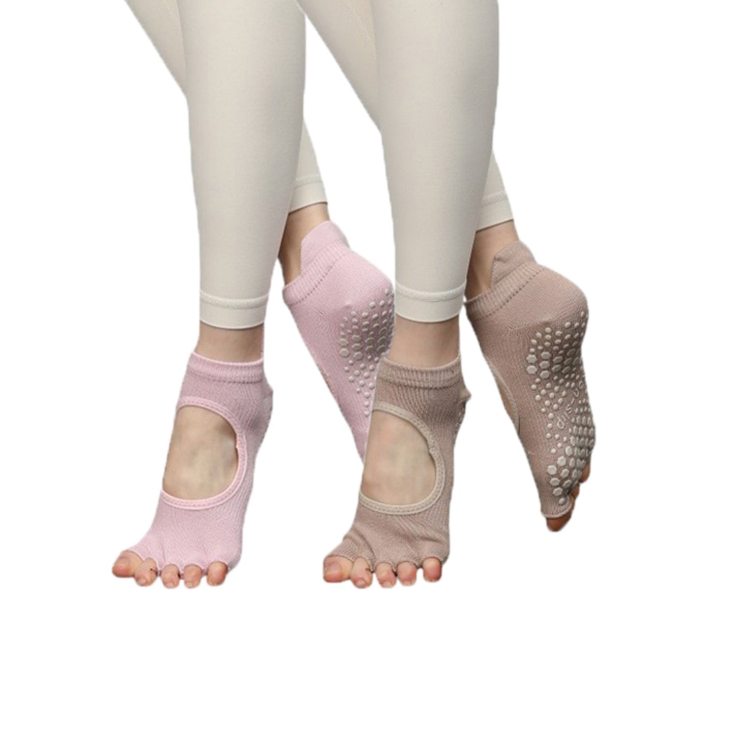Anna-Kaci Women's Open-Toe Grip Socks for Yoga and Pilates with Non-Slip Soles and Arch Support