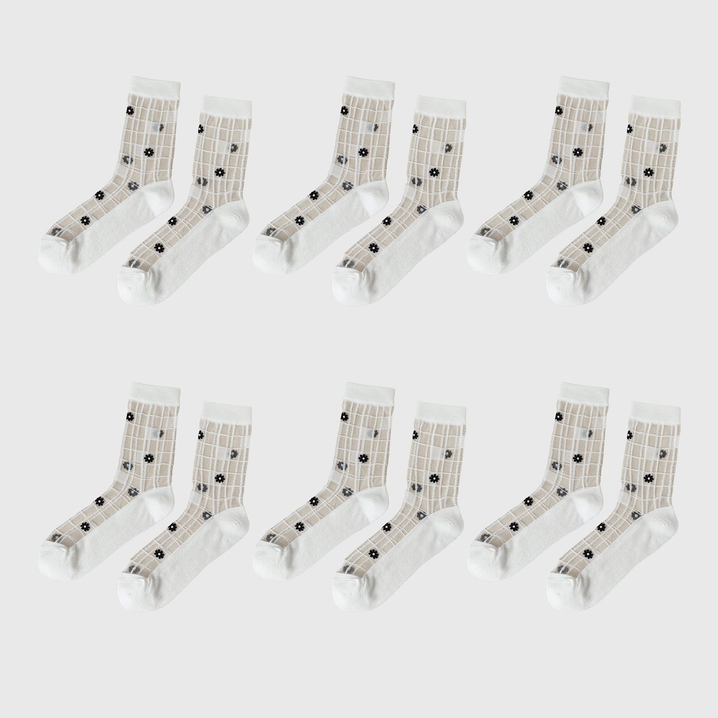Anna-Kaci Women's Floral Embroidered Sheer Ankle Socks 6pk