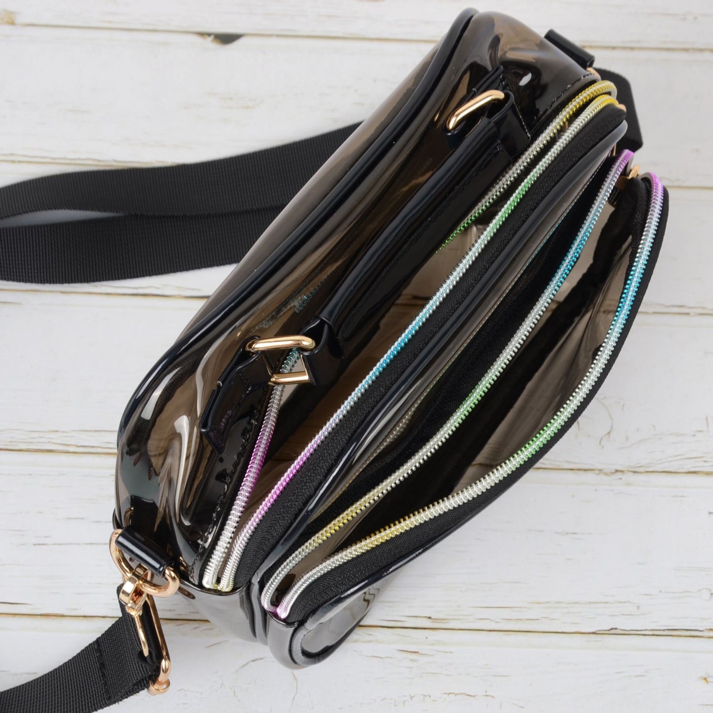 Anna-Kaci Trendy Clear Transparent Women's Shoulder Bag with Iridescent Trim