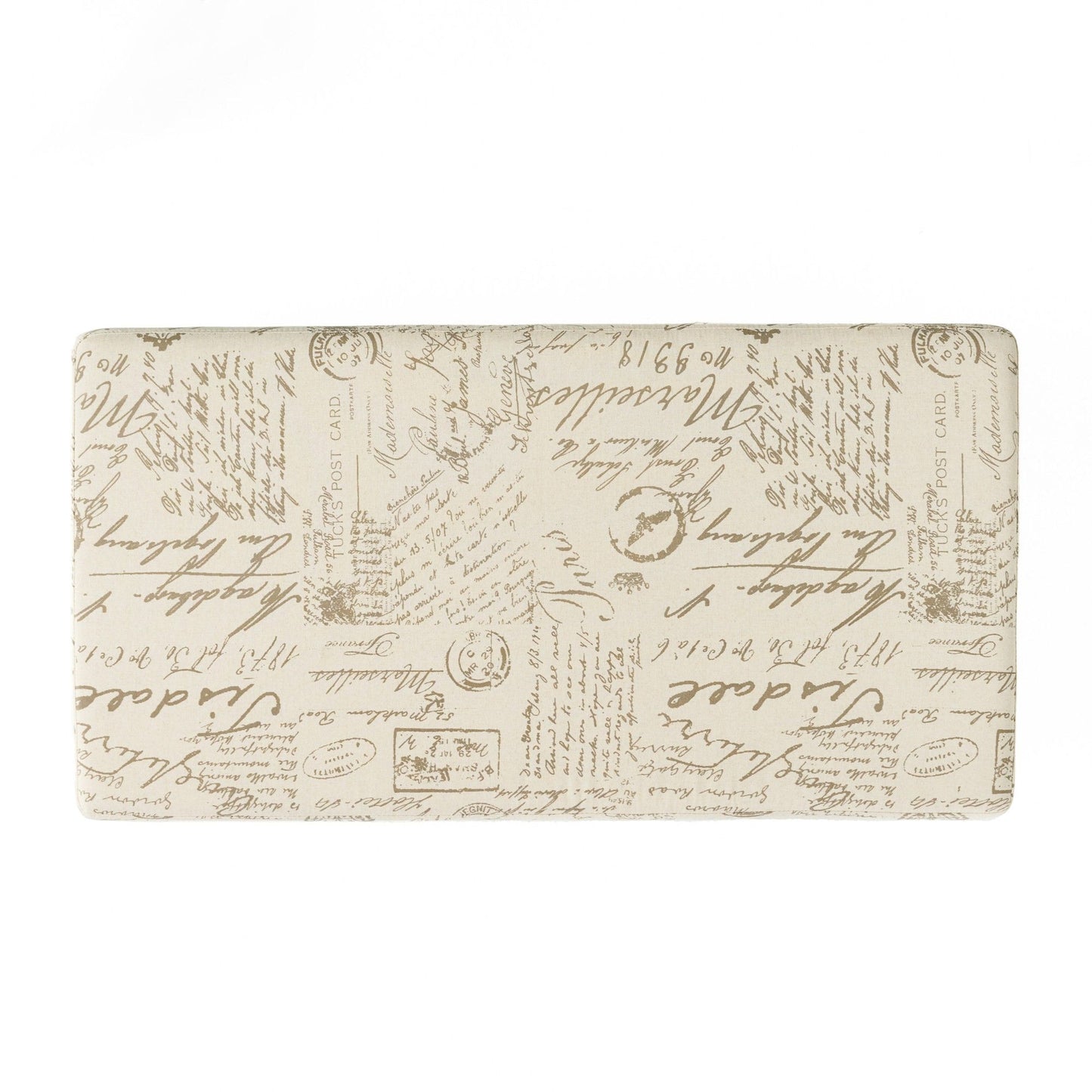 Alilang 42.00 inches Vintage-Inspired Printed Script Storage Ottoman with Hinged Lid and Wooden Legs