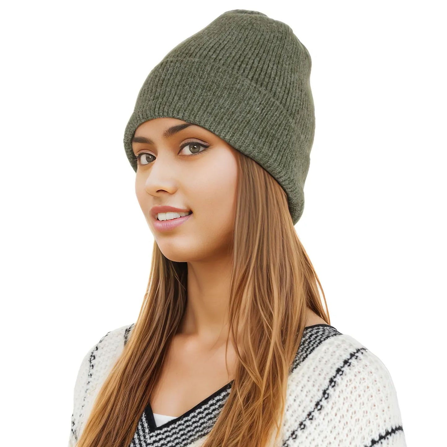 Alilang Warm Winter Knit Cuffed Beanie Cap for Women Men Daily Slouchy Ski Hat Cap
