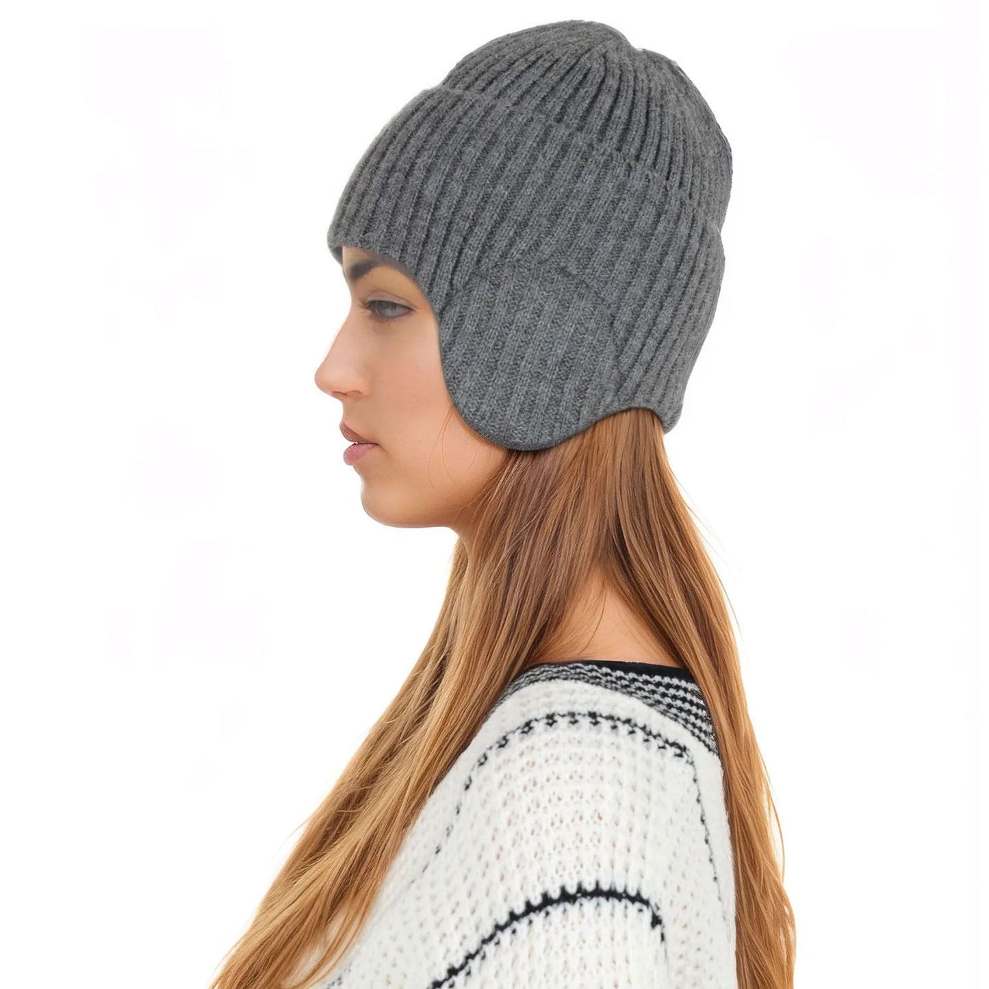 Alilang Warm Winter Knitted Beanie Hat with Earflap Daily Headwear Ski Mask for Men Women
