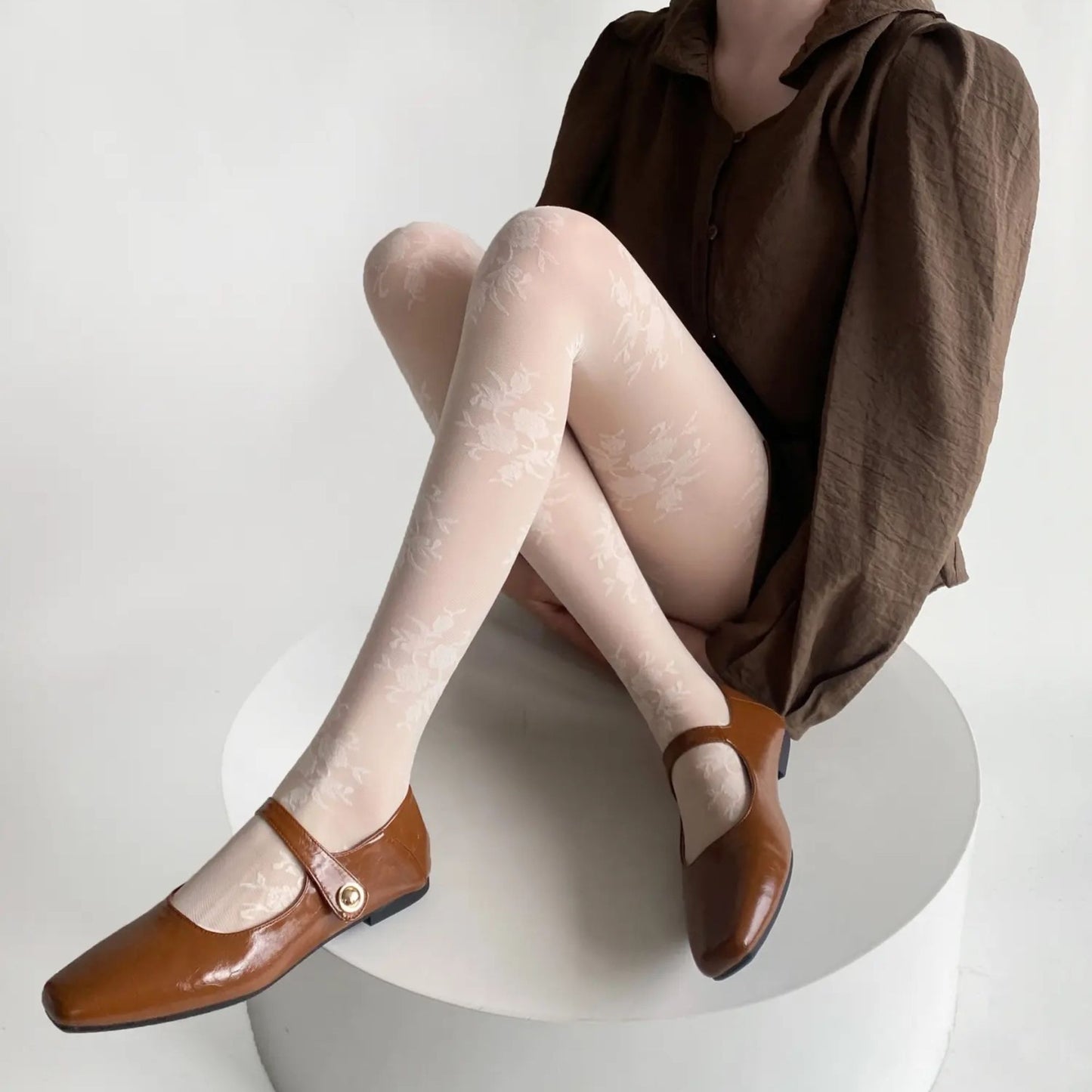 Anna-Kaci Women's Sheer Floral Pattern Tights Lightweight Mesh Legwear with Stretchy Fit and Subtle Texture