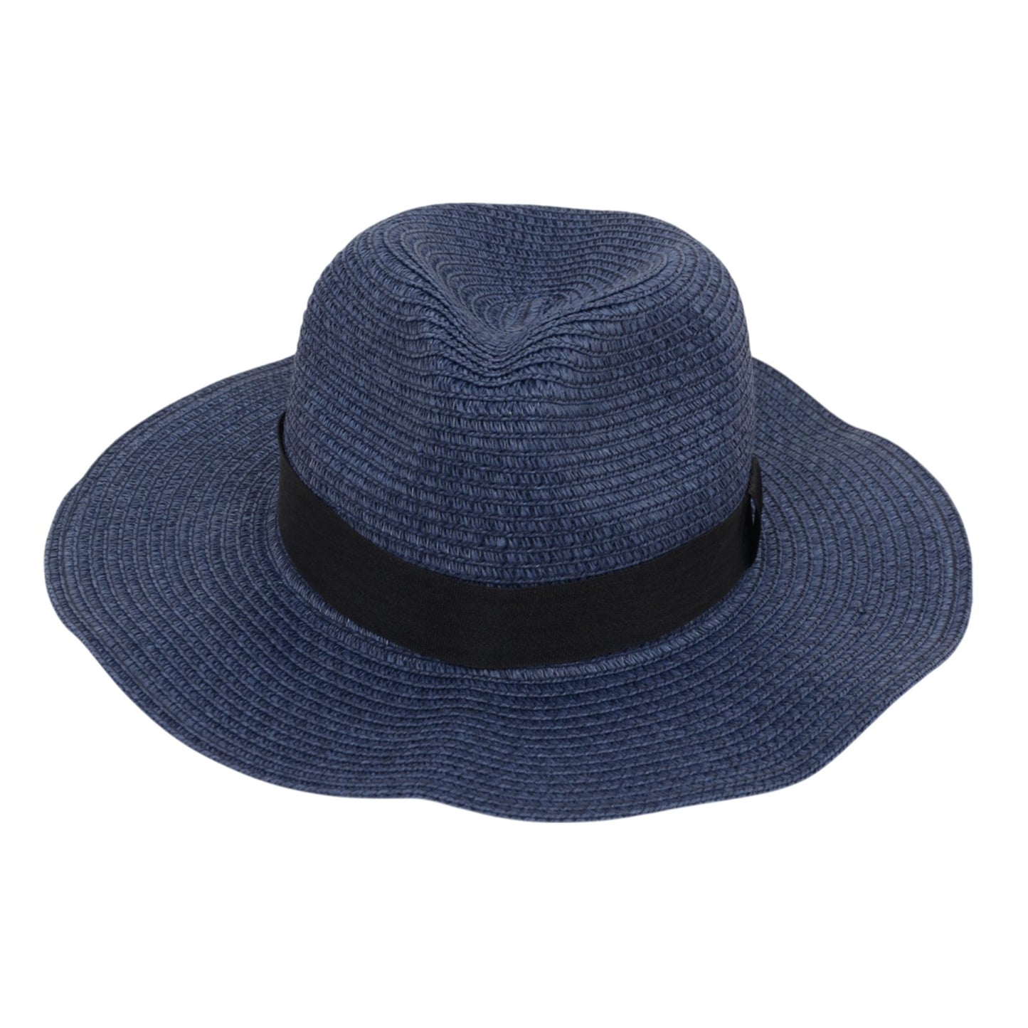 Anna-Kaci Wide Brim Straw Fedora Sun Hat with Black Band Lightweight Packable Summer Panama Hat for UV Protection