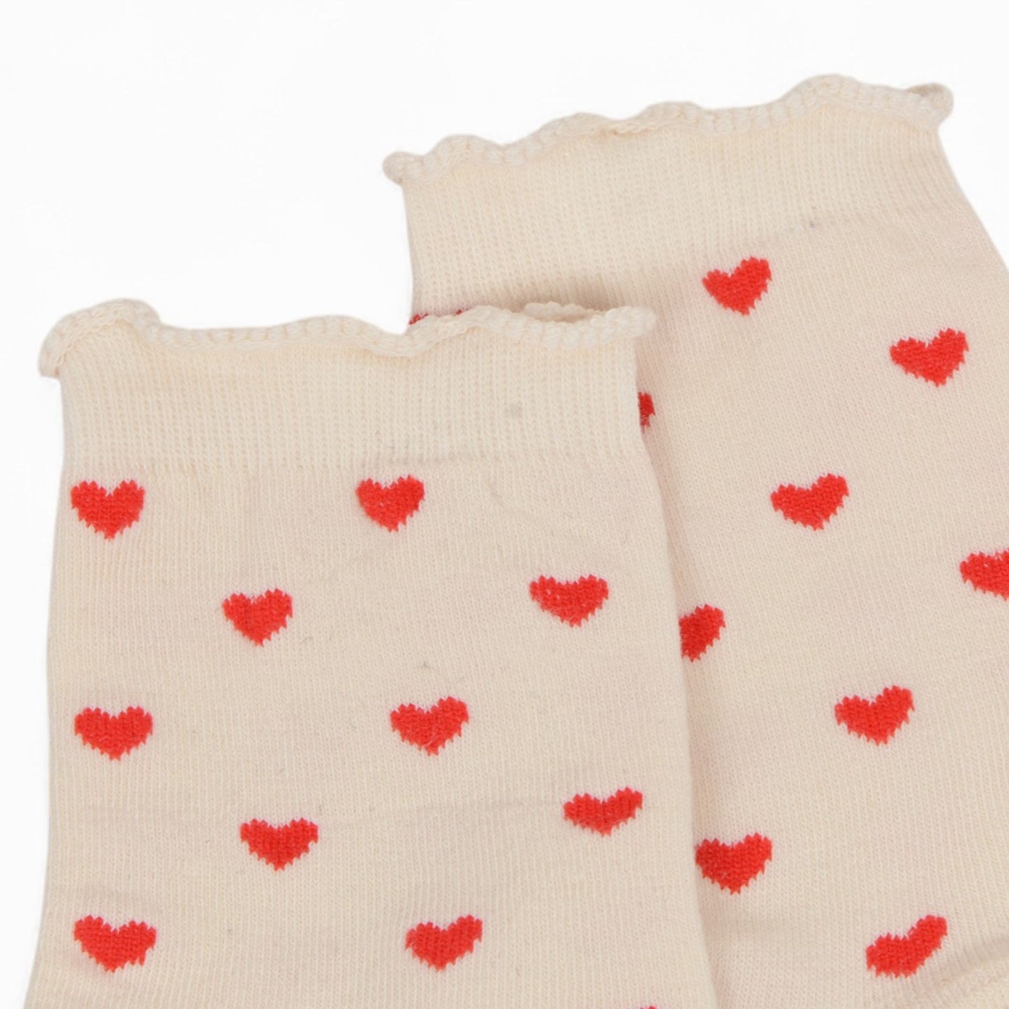 Anna-Kaci Women's Ankle Socks with Allover Heart Print and Soft Ribbed Cuff Trim