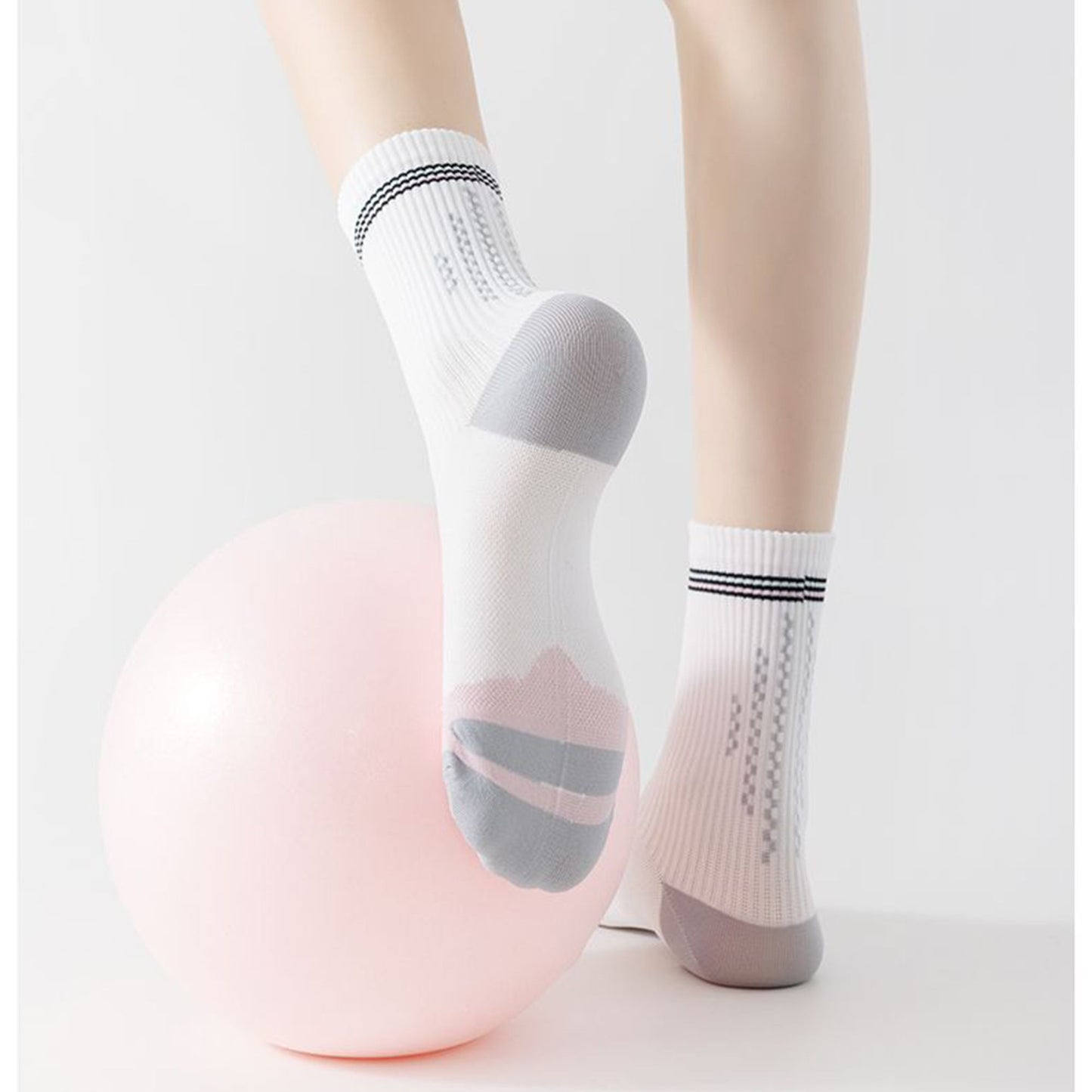 Anna-Kaci 5 Pairs Women's Mid-Crew Sport Socks Cushioned Arch Support Breathable Athletic Fit with Elastic Cuff