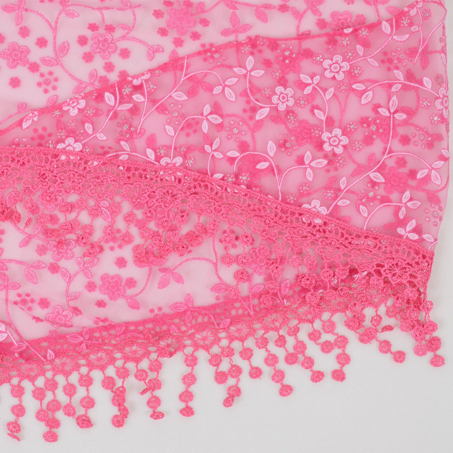Anna-Kaci Lightweight Lace Floral Head Scarf Fringe Triangular Shawl Scarf Wrap Bandana for Women