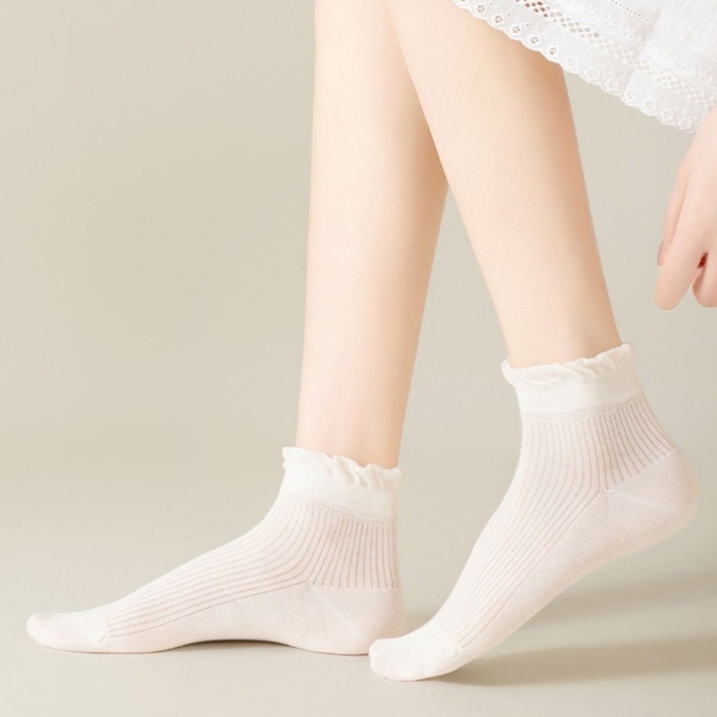 Anna-Kaci Women's Ribbed Ankle Socks with Soft Ruffle Cuff Stretch Knit Fabric for Everyday Comfort 3-Pack