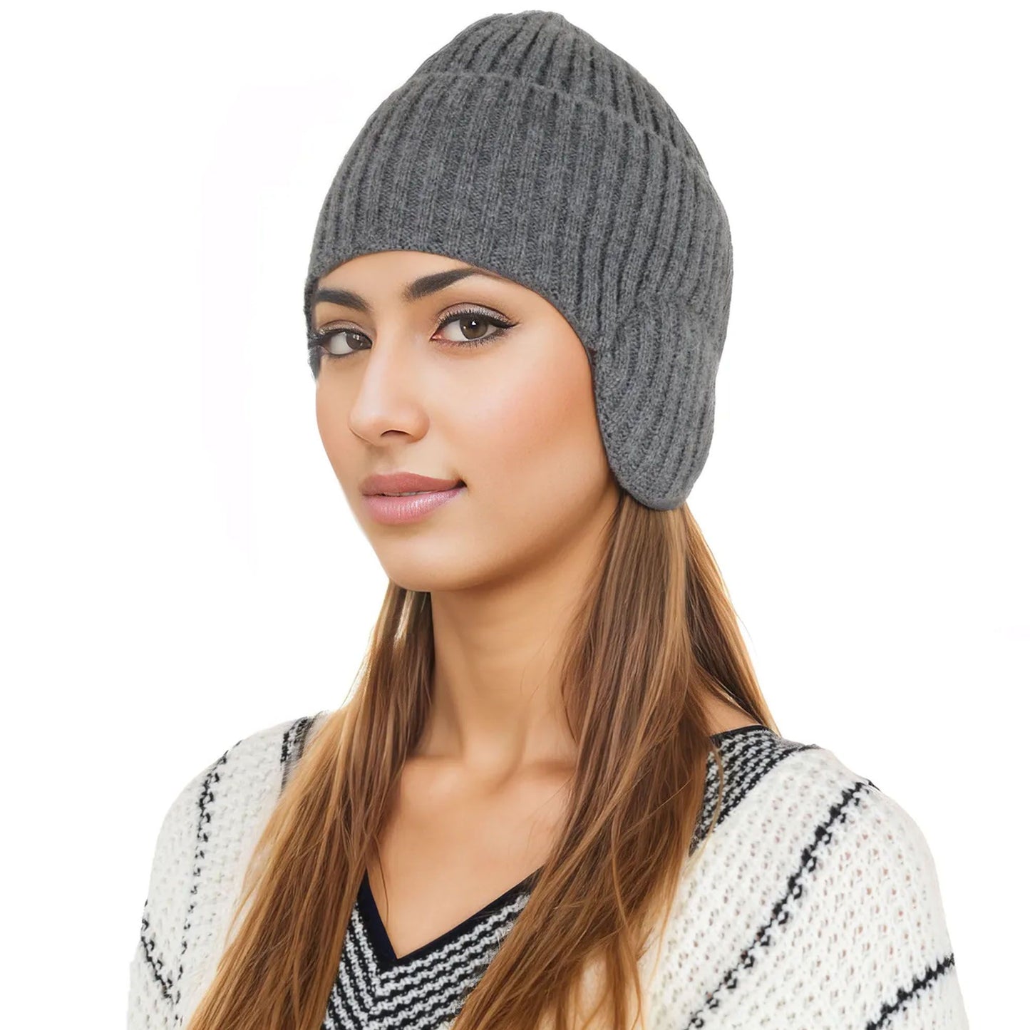 Alilang Warm Winter Knitted Beanie Hat with Earflap Daily Headwear Ski Mask for Men Women