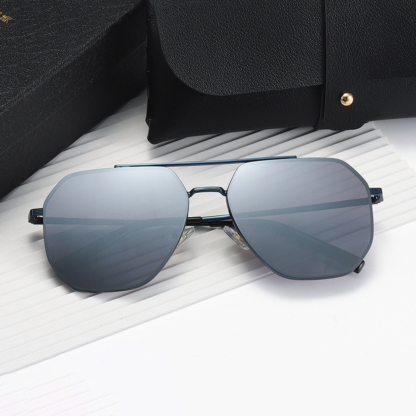 Anna-Kaci Women's Rimmed Hexagonal Polarized Aviator Sunglasses UV400 Protection