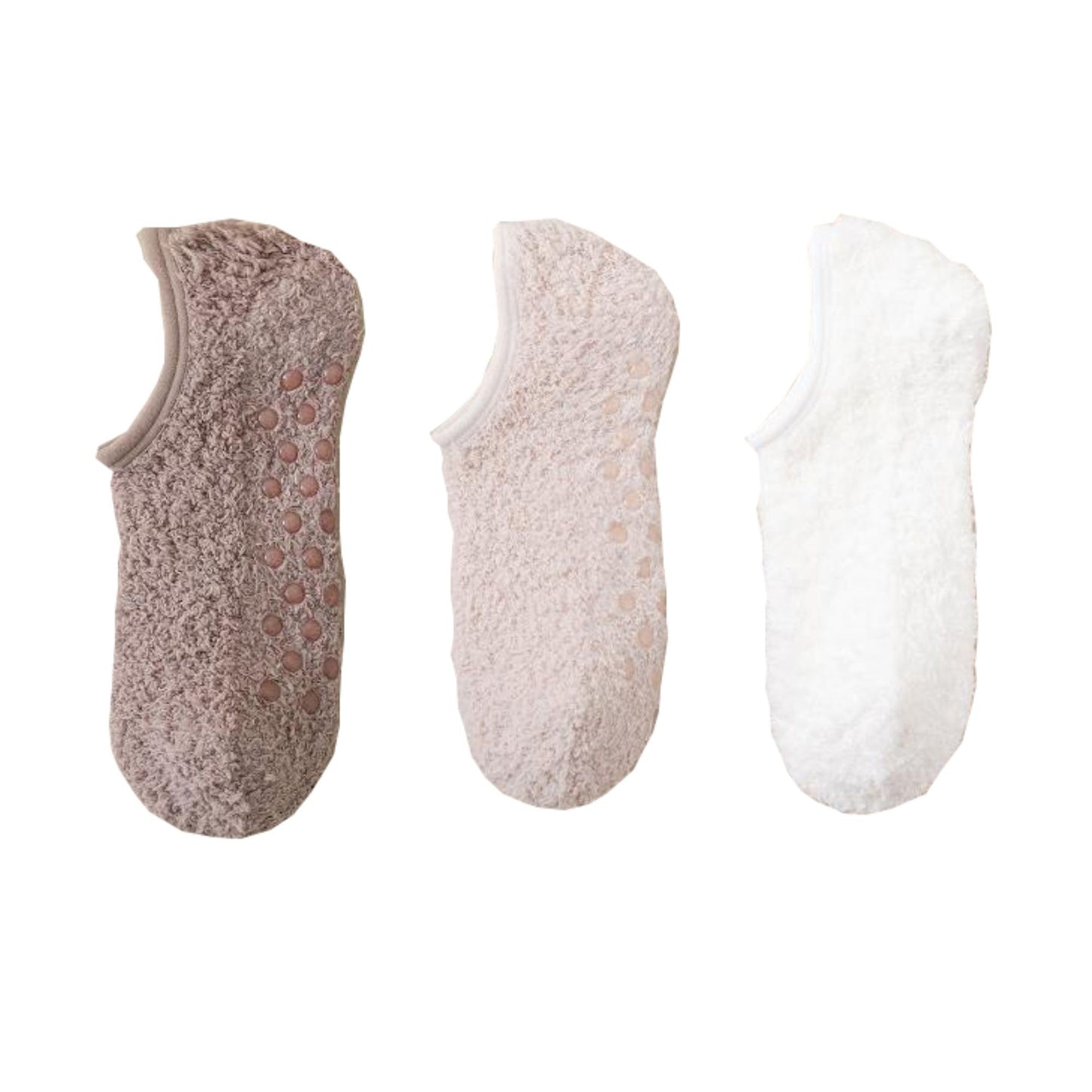 Anna-Kaci Women's 3-Pack Fuzzy Grip Socks Low Cut Non-Slip Soft Lounge Slipper Socks