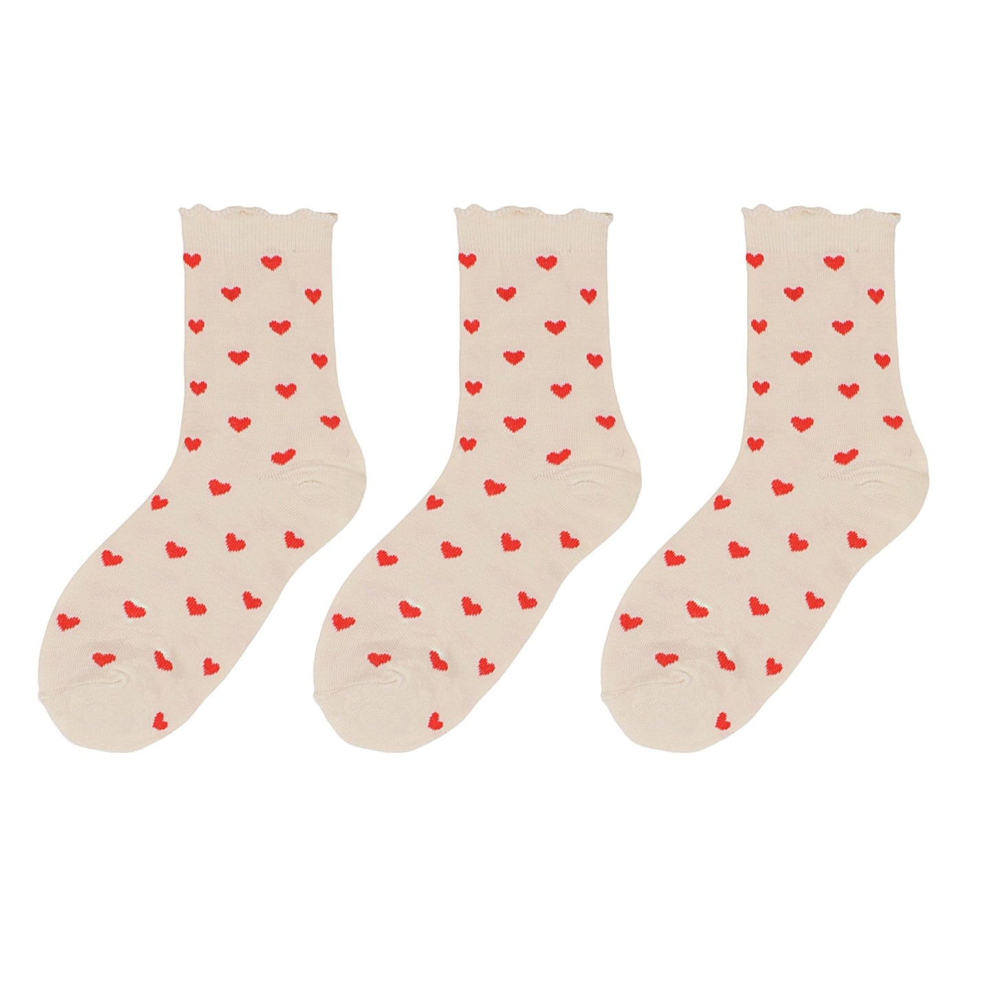 Anna-Kaci Women's Ankle Socks with Allover Heart Print and Soft Ribbed Cuff Trim